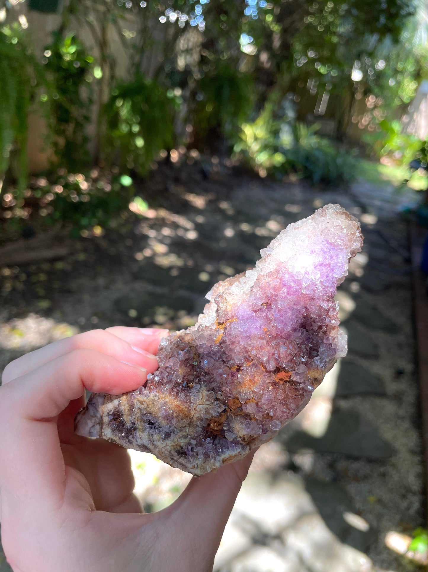 Unique Amethyst w/Hematite and Iron Spirit Quartz Point 400g Specimen From Mpumalanga South Africa