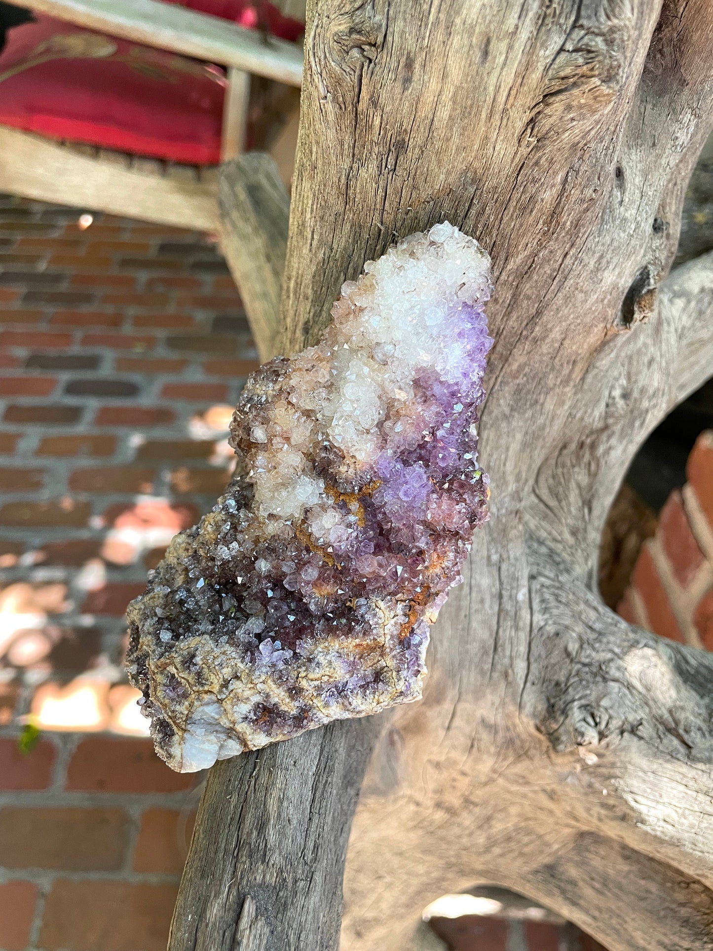 Unique Amethyst w/Hematite and Iron Spirit Quartz Point 400g Specimen From Mpumalanga South Africa
