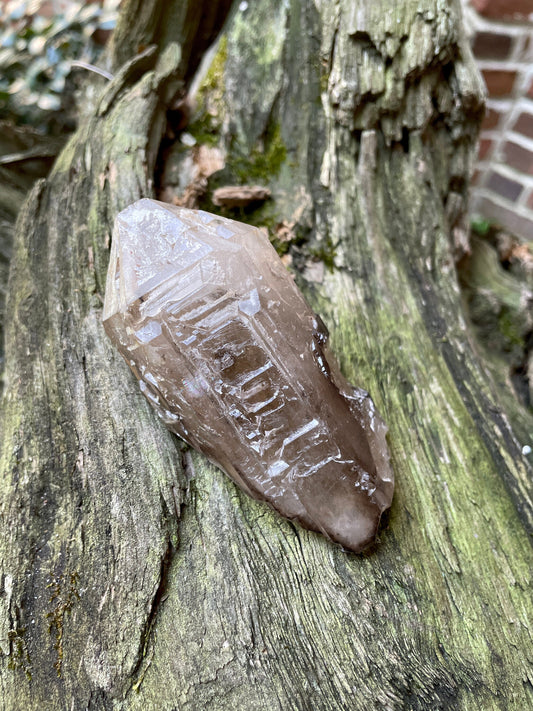 Smokey Elesital Quartz Point Specimen from Minas Gerais Brazil, 170g Mineral Crystal