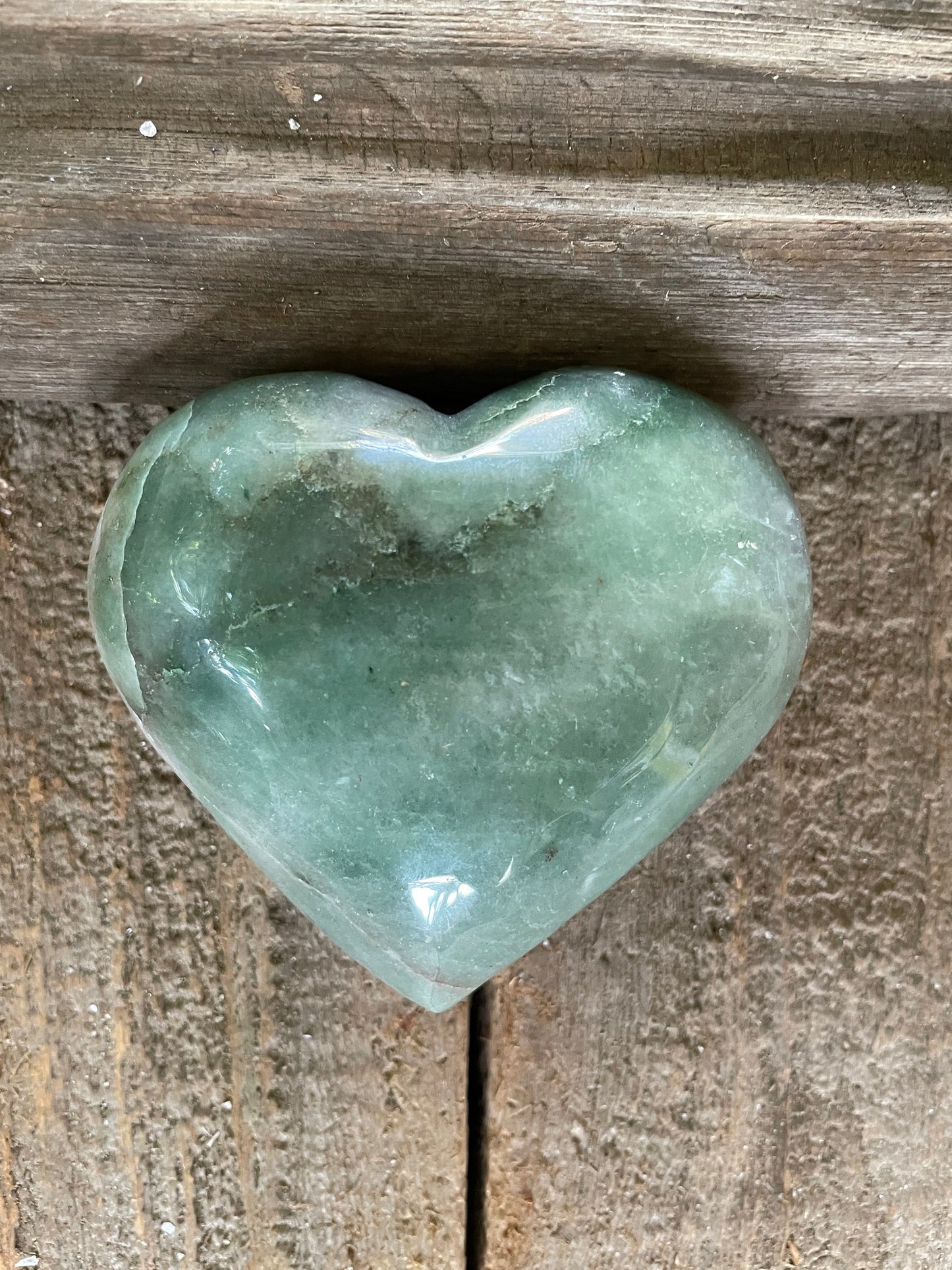 Polished Green Aventurine Fuchsite Heart Stone 341g Specimen From Brazil Mineral Crystal