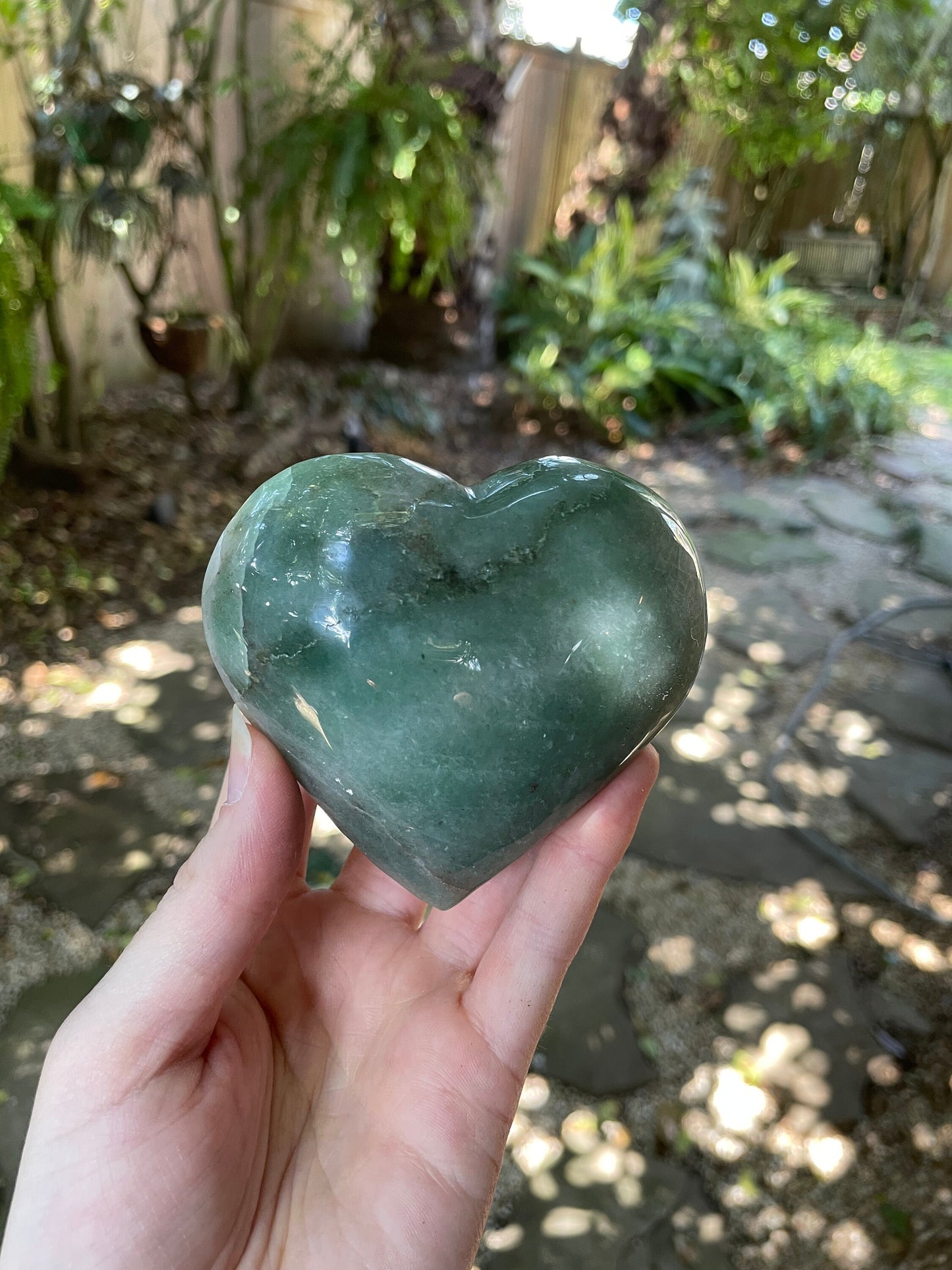 Polished Green Aventurine Fuchsite Heart Stone 341g Specimen From Brazil Mineral Crystal