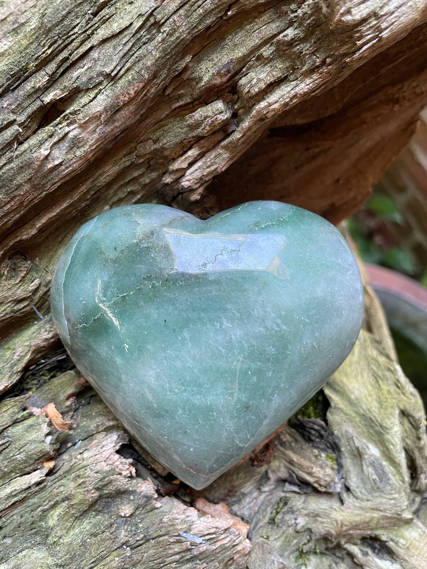 Polished Green Aventurine Fuchsite Heart Stone 341g Specimen From Brazil Mineral Crystal
