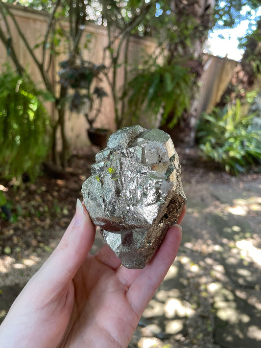 Beautiful Rare Natural Raw Pyrite Crystal 549g, Shiver Boyaca, Columbia Mineral Specimen