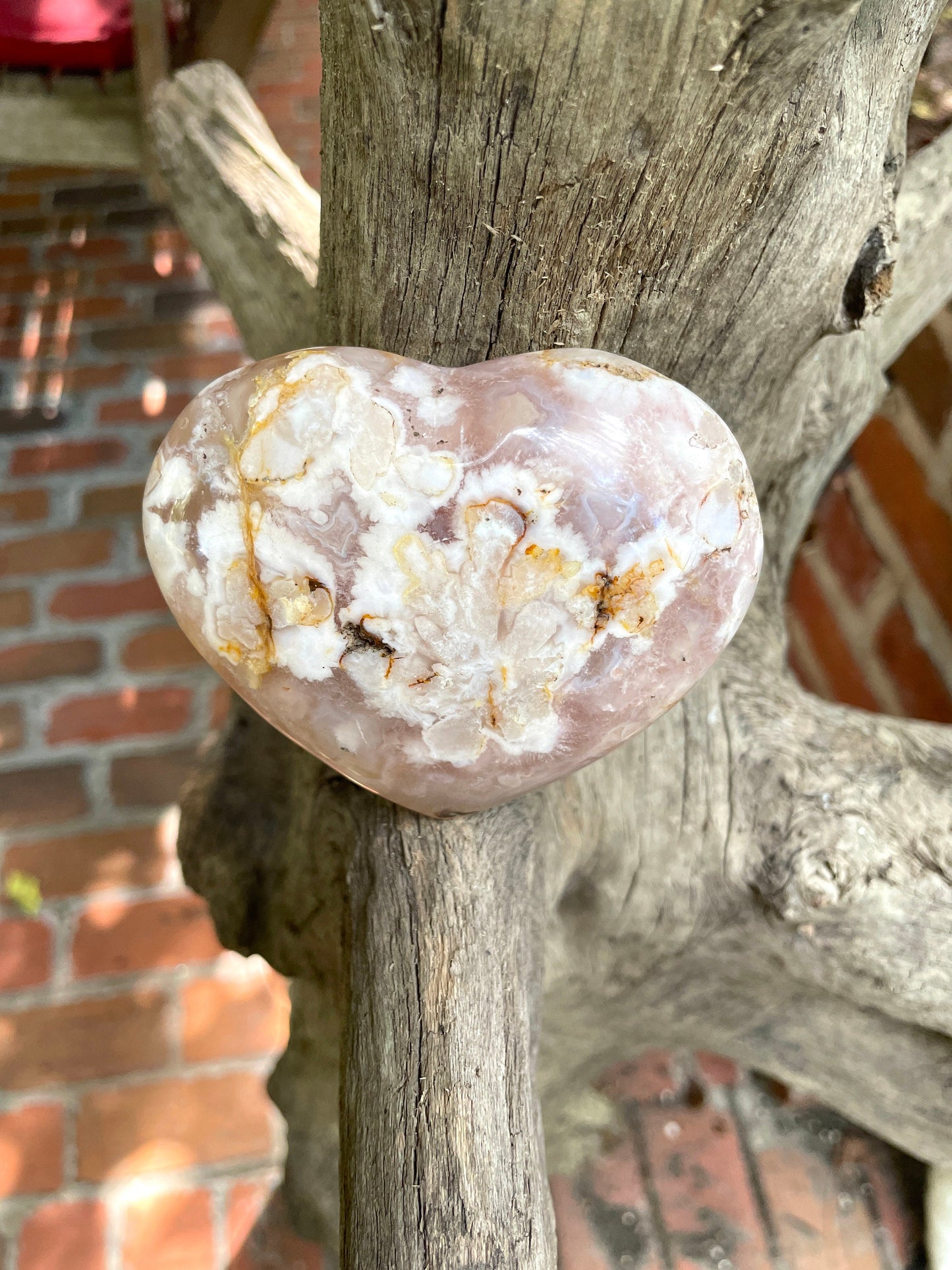 Flower Agate chalcedony Heart Stone Specimen 300g from Madagascar Mineral Crystal