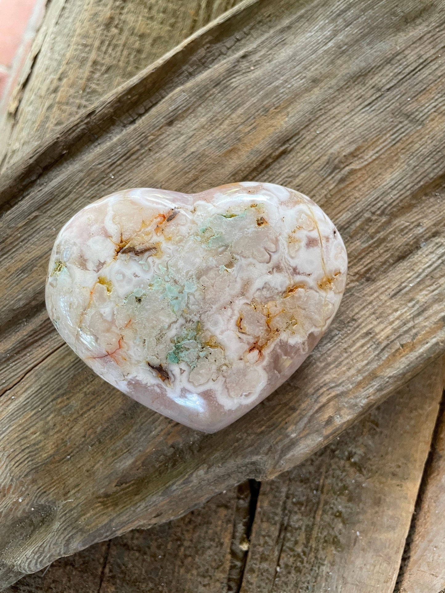 Flower Agate chalcedony Heart Stone Specimen 300g from Madagascar Mineral Crystal