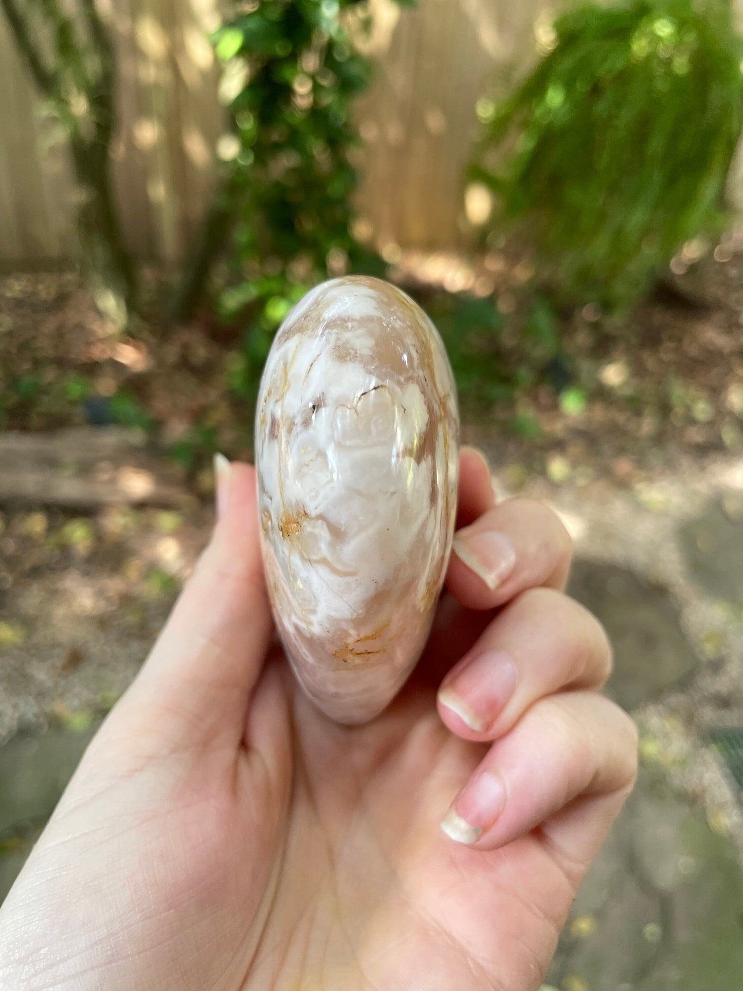 Flower Agate chalcedony Heart Stone Specimen 300g from Madagascar Mineral Crystal