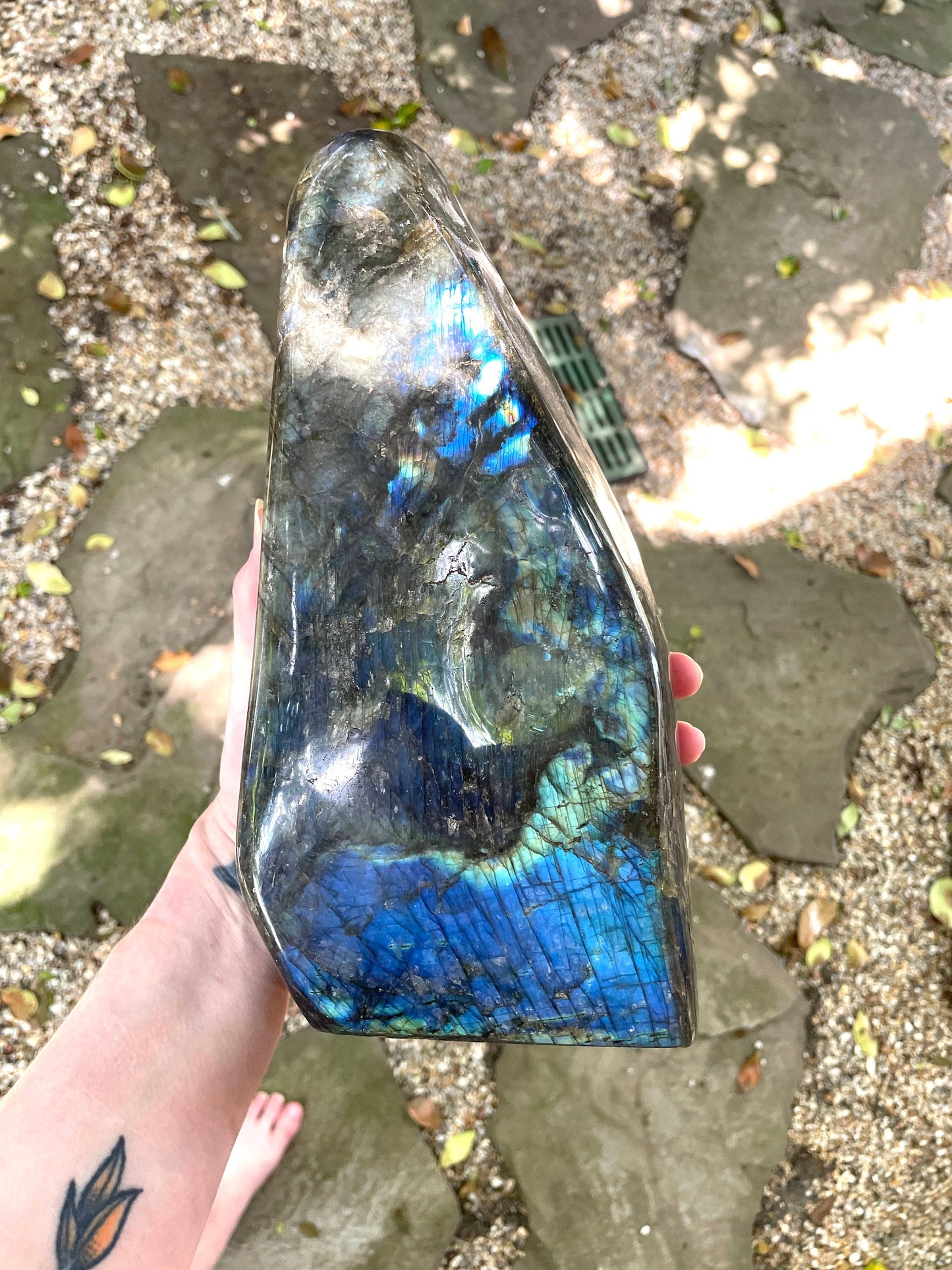 XL Polished Labradorite Freestanding Display Stone Great Flash Specimen 4.59Kg 10lbs 2oz Mineral Crystal