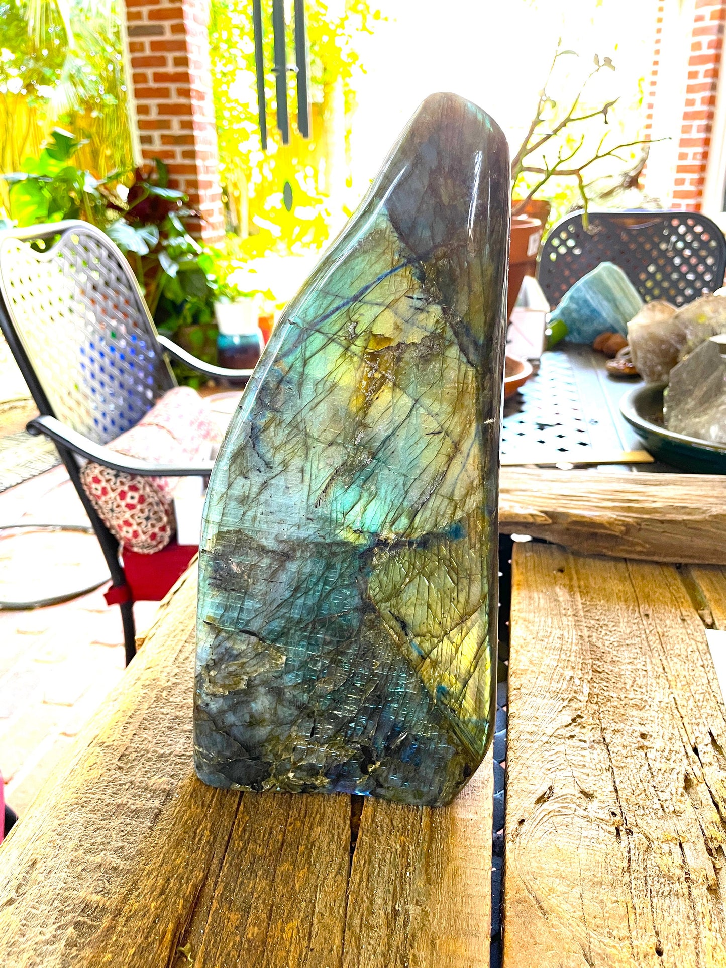XL Polished Labradorite Freestanding Display Stone Great Flash Specimen 4.59Kg 10lbs 2oz Mineral Crystal
