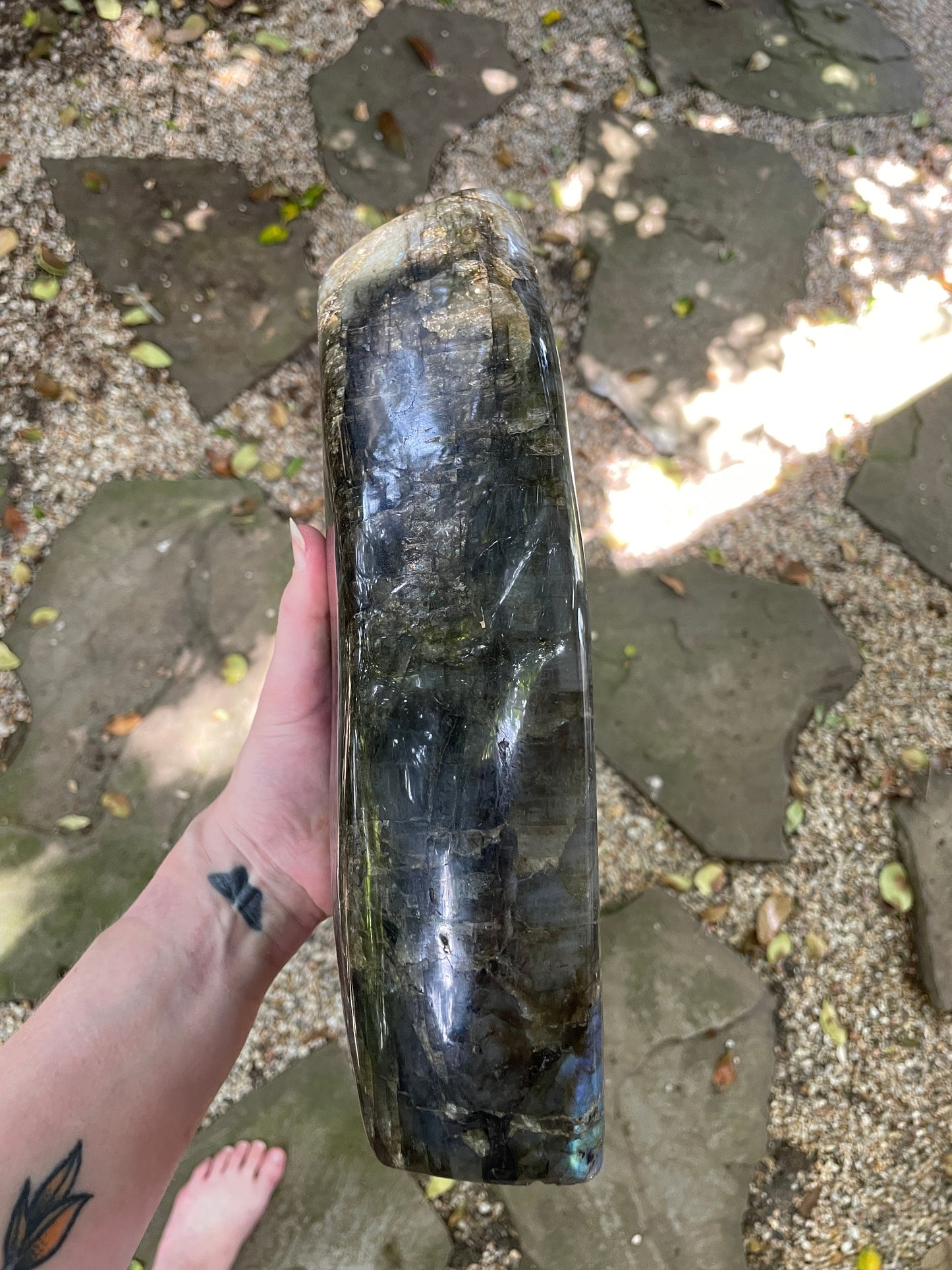 XL Polished Labradorite Freestanding Display Stone Great Flash Specimen 4.59Kg 10lbs 2oz Mineral Crystal