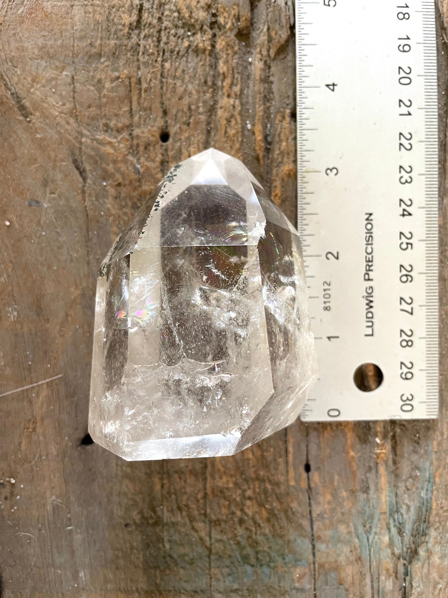 Brazilian Quartz Polished Chlorite Included Point 292g Minas Gerais With Rainbows Mineral Crystal
