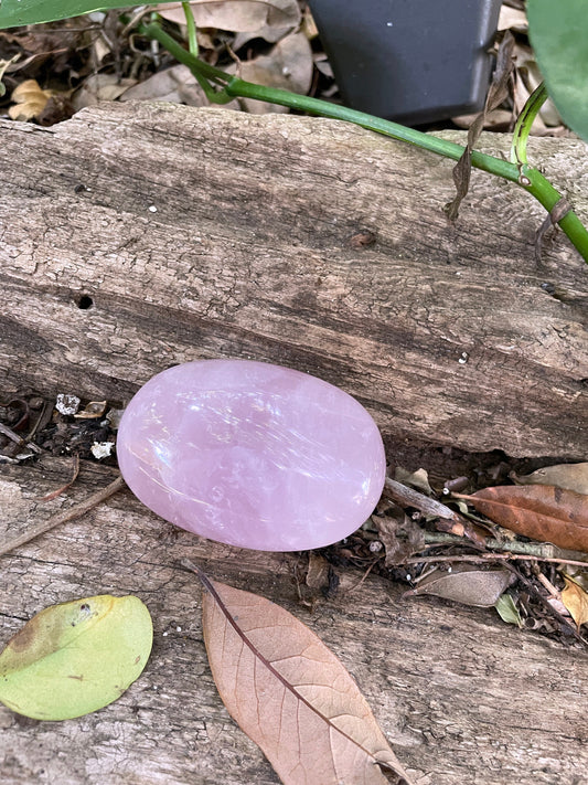 Polished Rose Quartz Palm Stone From Madagascar 168.1g Specimen Mineral Crystal