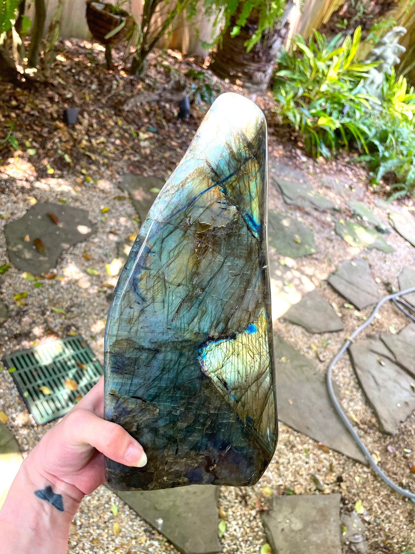 XL Polished Labradorite Freestanding Display Stone Great Flash Specimen 4.59Kg 10lbs 2oz Mineral Crystal