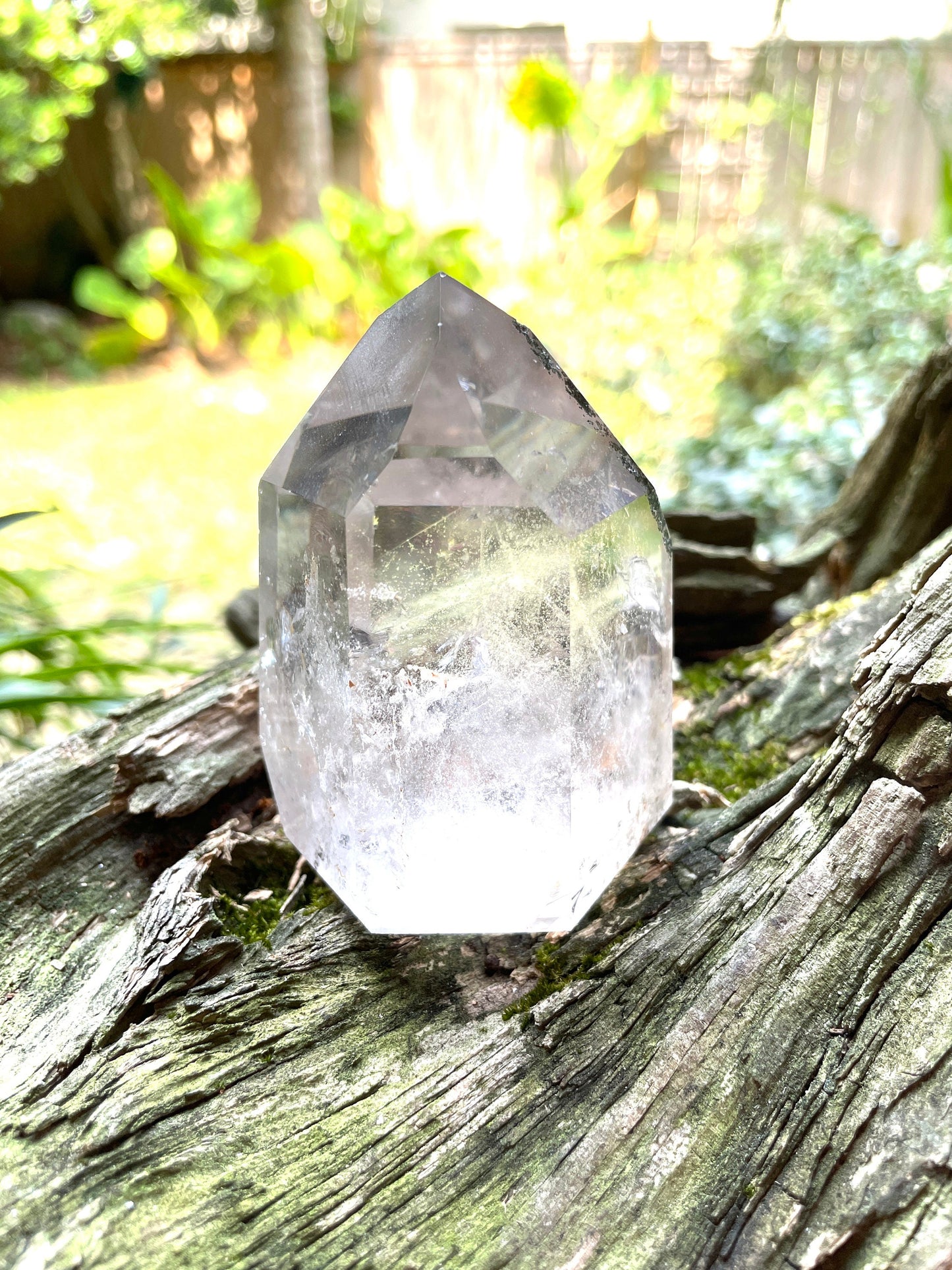 Brazilian Quartz Polished Chlorite Included Point 292g Minas Gerais With Rainbows Mineral Crystal