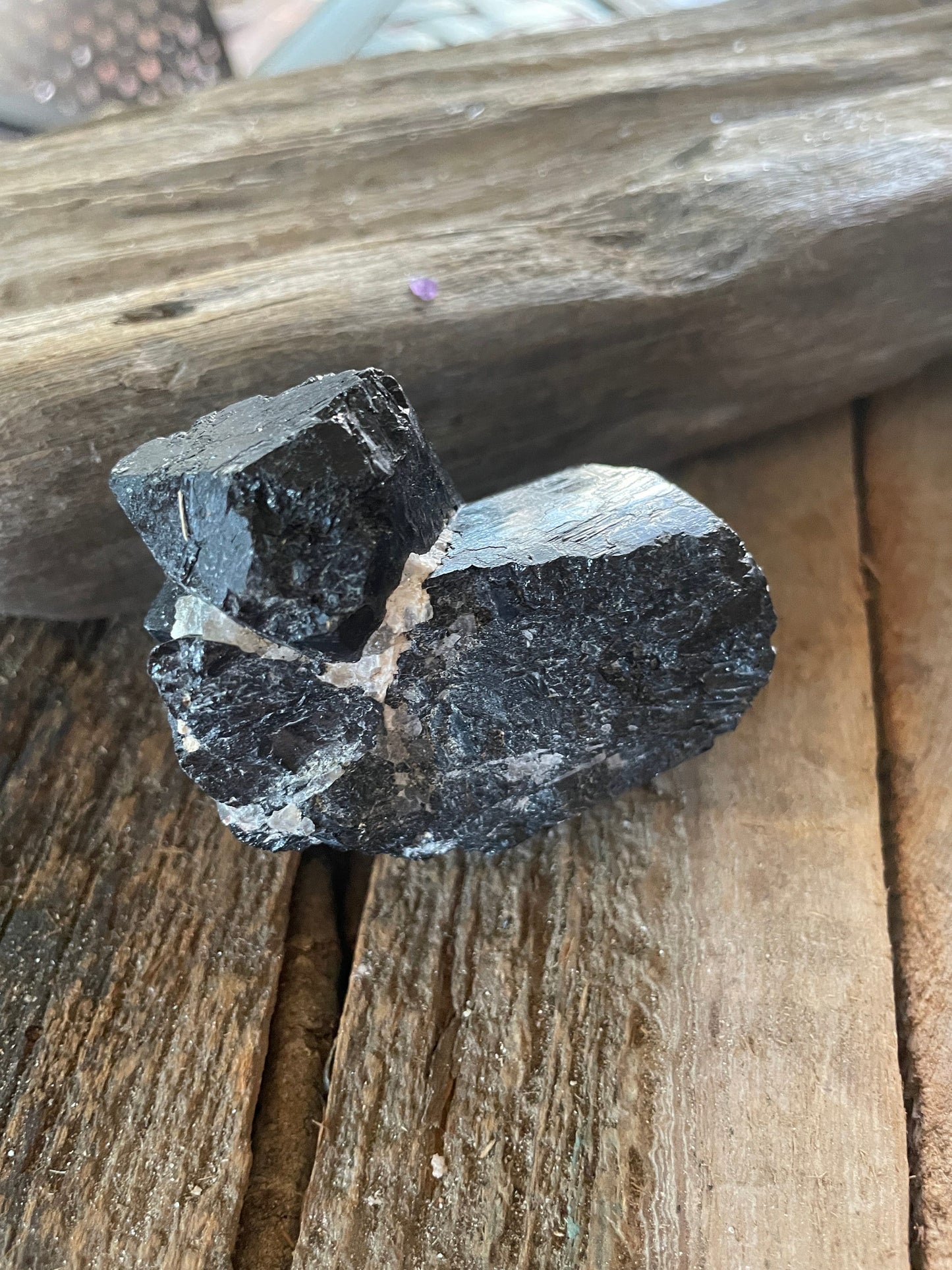 Black Tourmaline with Feldspar and Quartz From Brazil 186g Specimen Mineral Crystal