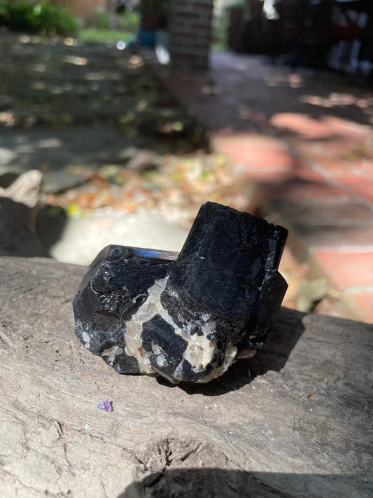 Black Tourmaline with Feldspar and Quartz From Brazil 186g Specimen Mineral Crystal