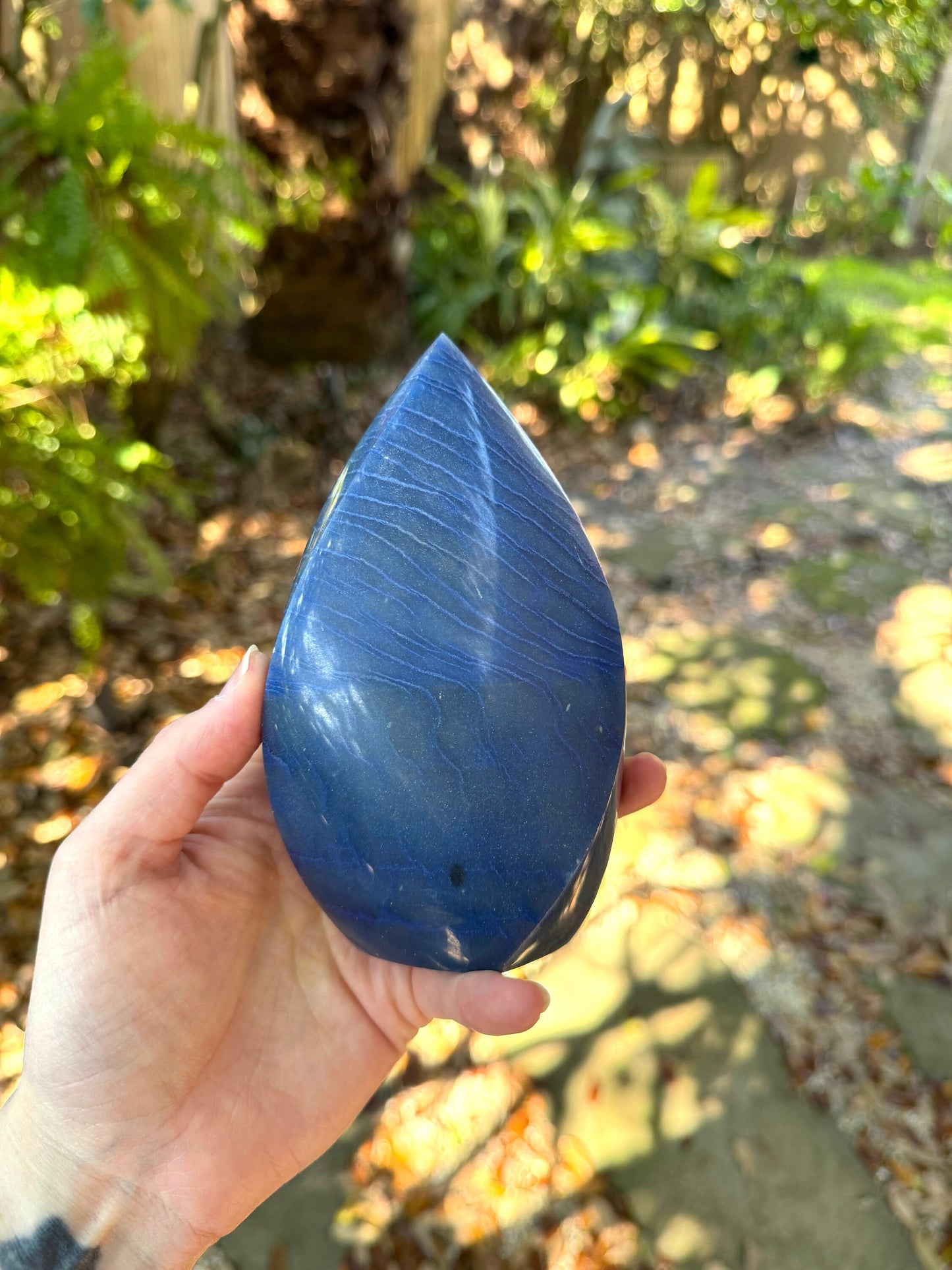 Polished Blue Dumortierite/Aventurine in Quartz Teardrop 764g From Brazil Mineral Crystal