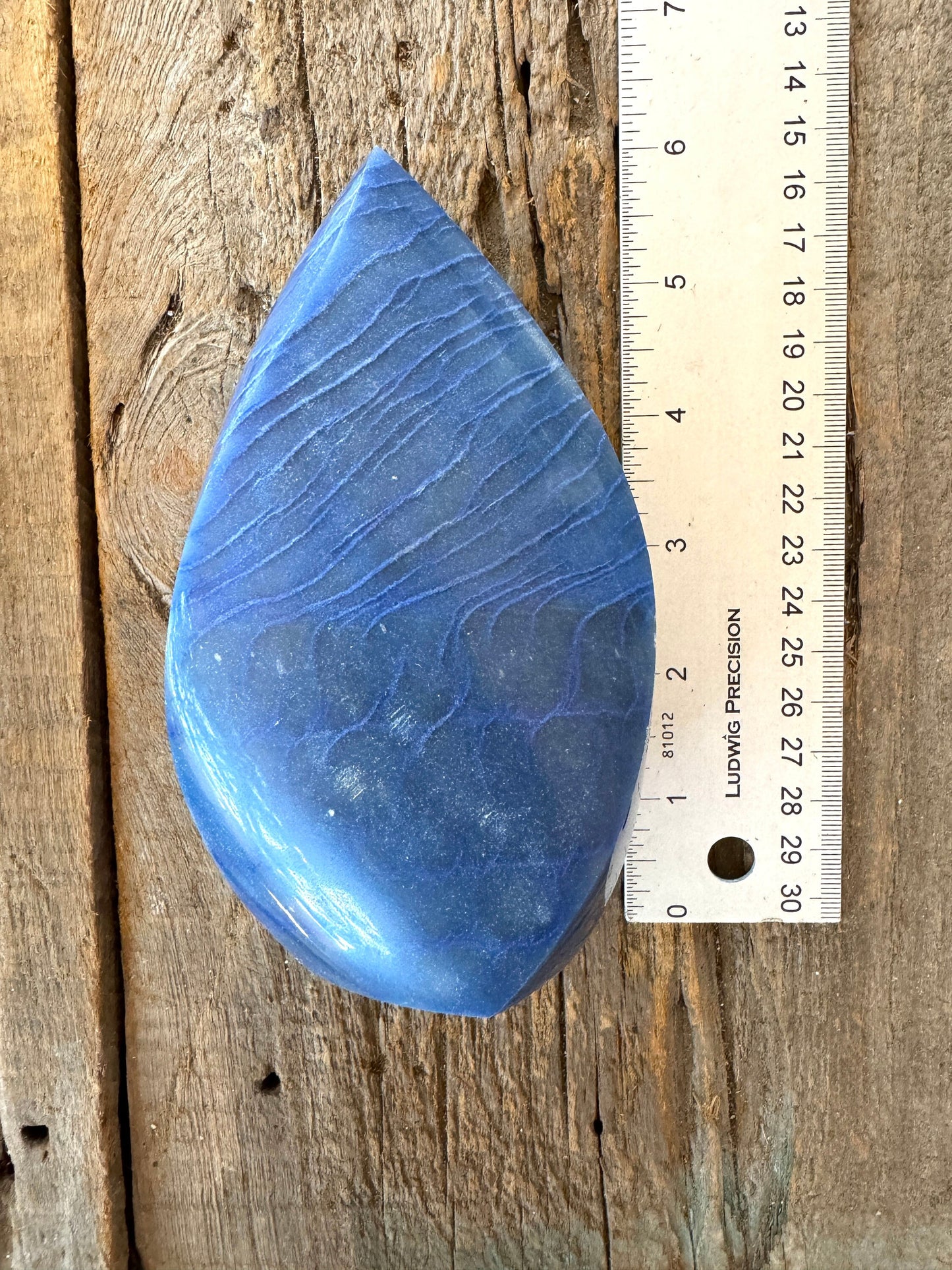 Polished Blue Dumortierite/Aventurine in Quartz Teardrop 764g From Brazil Mineral Crystal