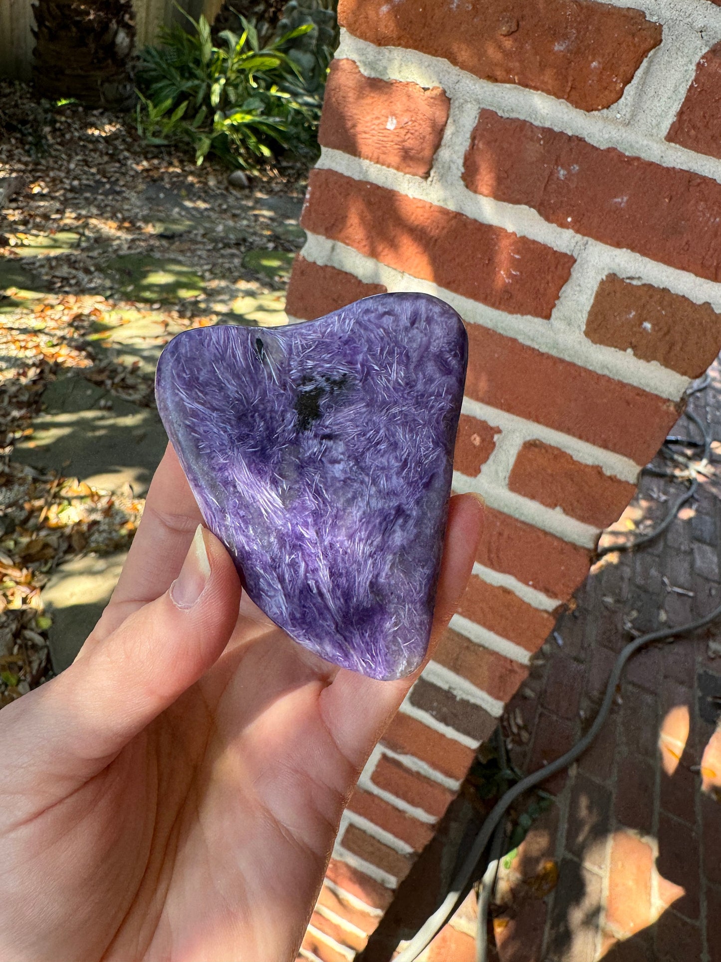 Heart Shaped Charoite Palm Stone Specimen 129.4g From Sakha Republic, Siberia, Russia Mineral