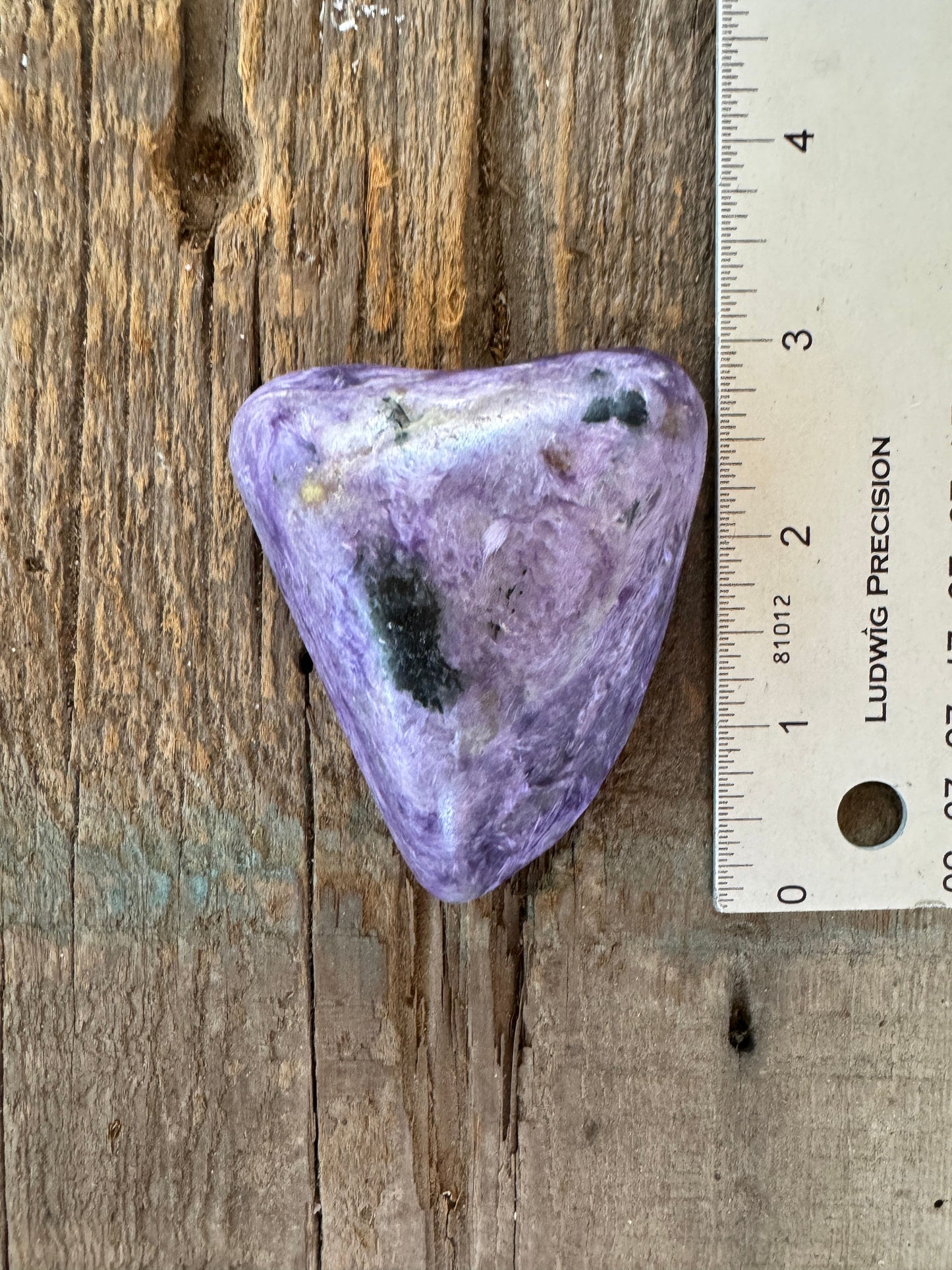 Heart Shaped Charoite Palm Stone Specimen 129.4g From Sakha Republic, Siberia, Russia Mineral