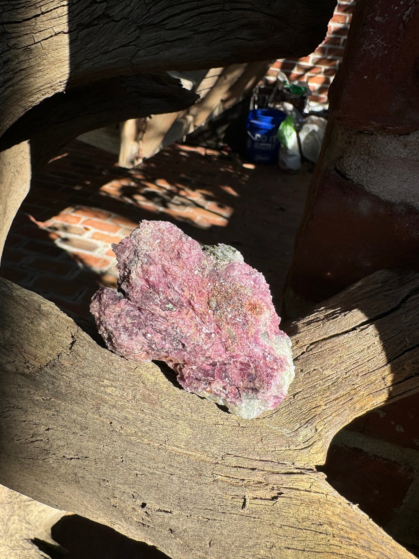 Beautiful Pink Lepidolite with Blue Clevlandite and Quartz  Specimen From Minas Gerais Brazil  98.4g Mineral Crystal