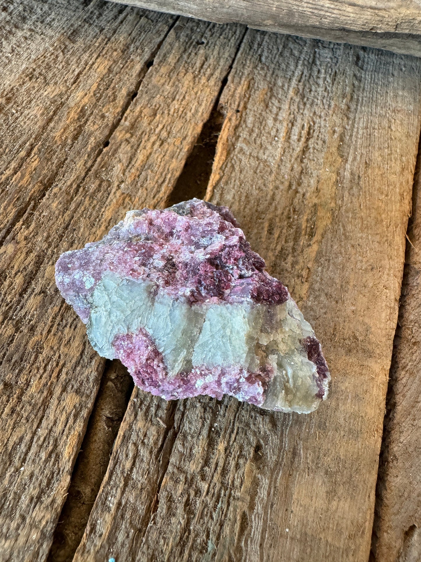 Beautiful Pink Lepidolite with Blue Clevlandite and Quartz  Specimen From Minas Gerais Brazil  98.4g Mineral Crystal