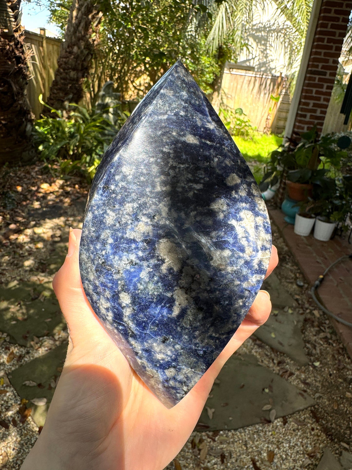 Blue Sodalite Polished Eye Shaped Crystal Specimen 832g 1lb 13.3oz Specimen from Brazil