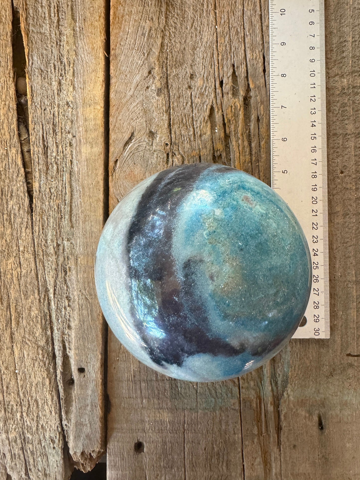 Rare 122mm 4.83"" Polished Trolleite Sphere with Lazulite Stand Included From Brazil 2.56kg 5lb 10oz Mineral Crystal