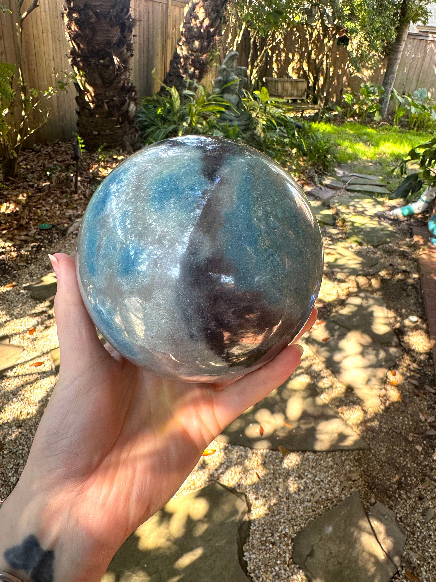 Rare 122mm 4.83"" Polished Trolleite Sphere with Lazulite Stand Included From Brazil 2.56kg 5lb 10oz Mineral Crystal