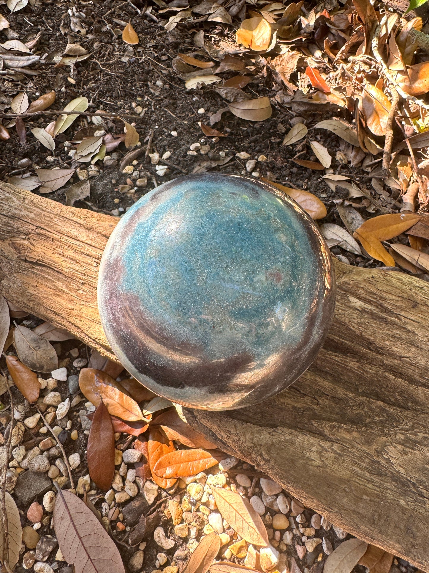 Rare 122mm 4.83"" Polished Trolleite Sphere with Lazulite Stand Included From Brazil 2.56kg 5lb 10oz Mineral Crystal