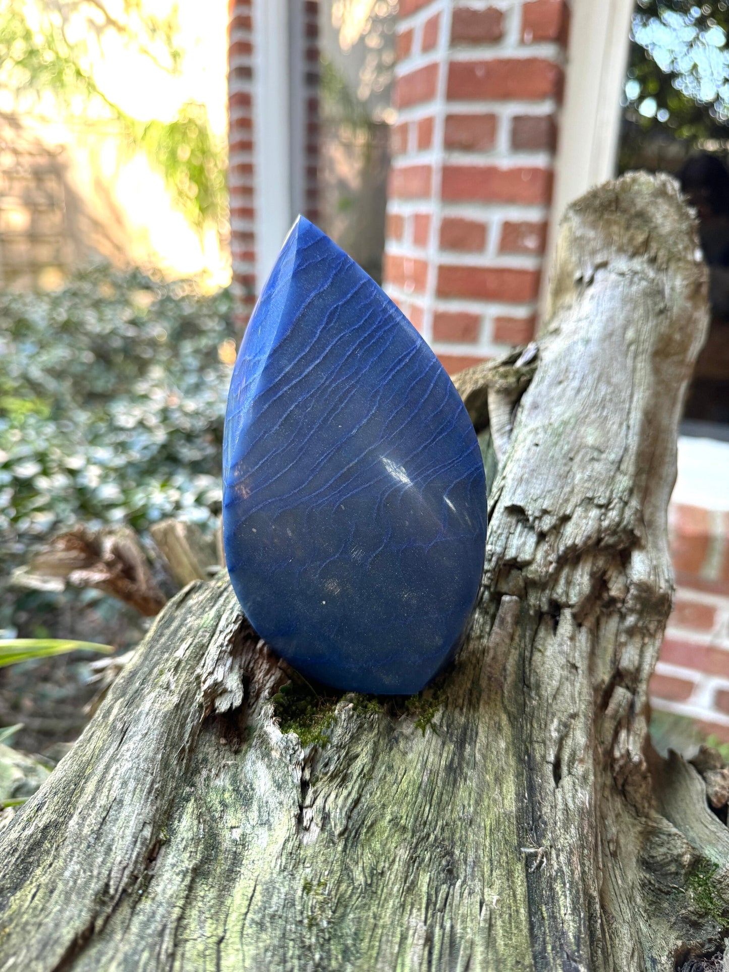 Polished Blue Dumortierite/Aventurine in Quartz Teardrop 764g From Brazil Mineral Crystal