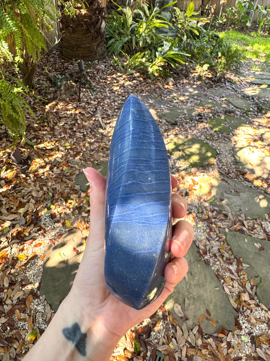 Polished Blue Dumortierite/Aventurine in Quartz Teardrop 764g From Brazil Mineral Crystal