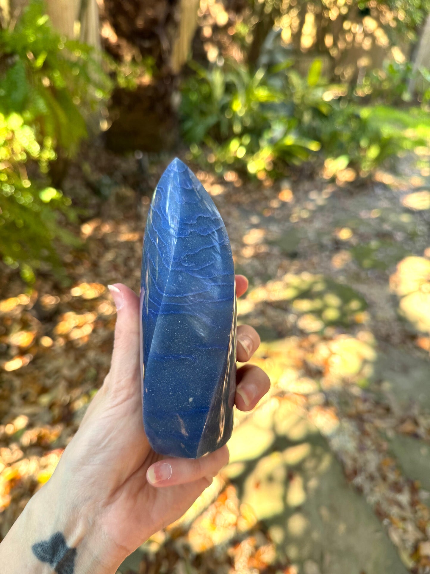 Polished Blue Dumortierite/Aventurine in Quartz Teardrop 764g From Brazil Mineral Crystal