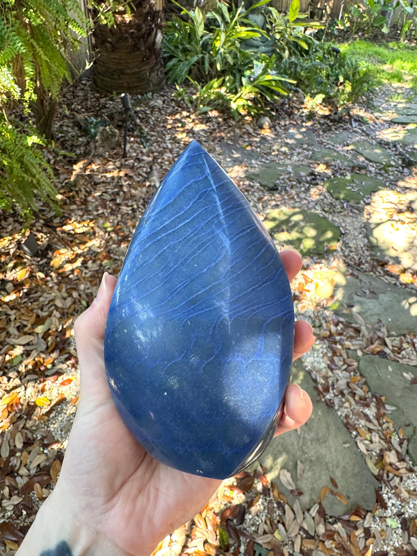 Polished Blue Dumortierite/Aventurine in Quartz Teardrop 764g From Brazil Mineral Crystal