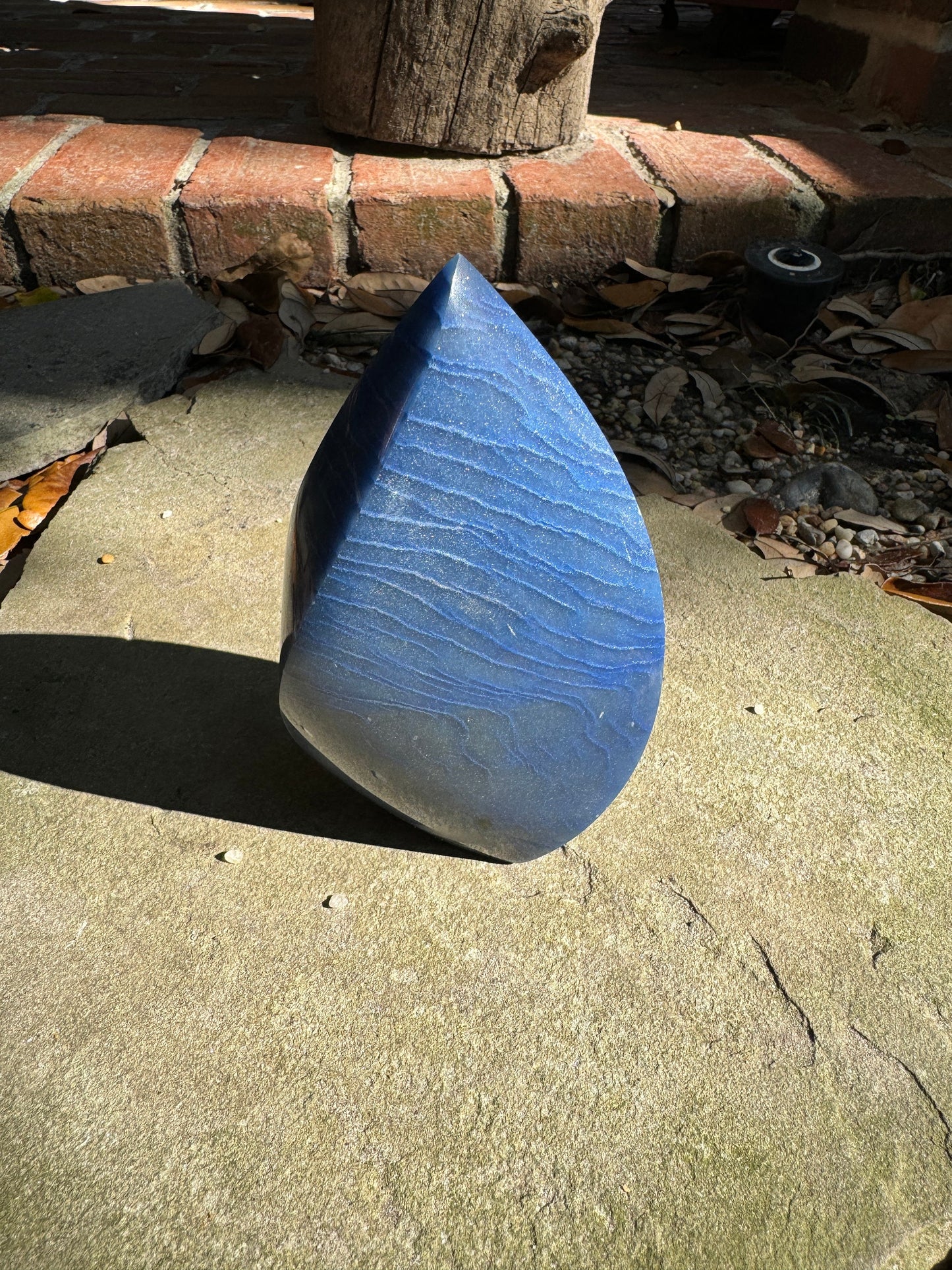 Polished Blue Dumortierite/Aventurine in Quartz Teardrop 764g From Brazil Mineral Crystal