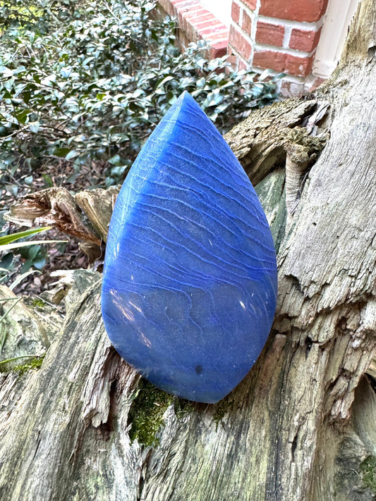 Polished Blue Dumortierite/Aventurine in Quartz Teardrop 764g From Brazil Mineral Crystal