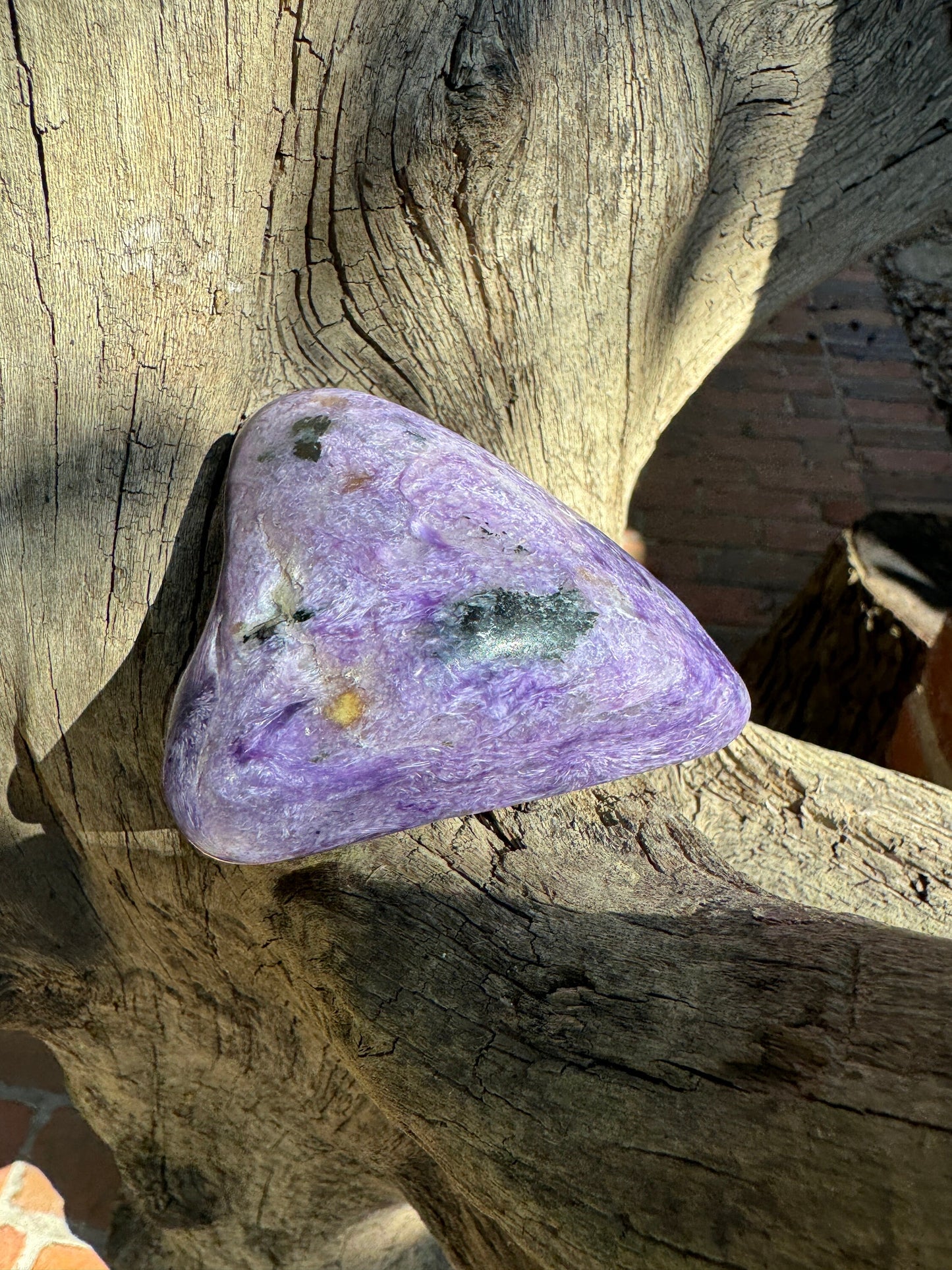 Heart Shaped Charoite Palm Stone Specimen 129.4g From Sakha Republic, Siberia, Russia Mineral