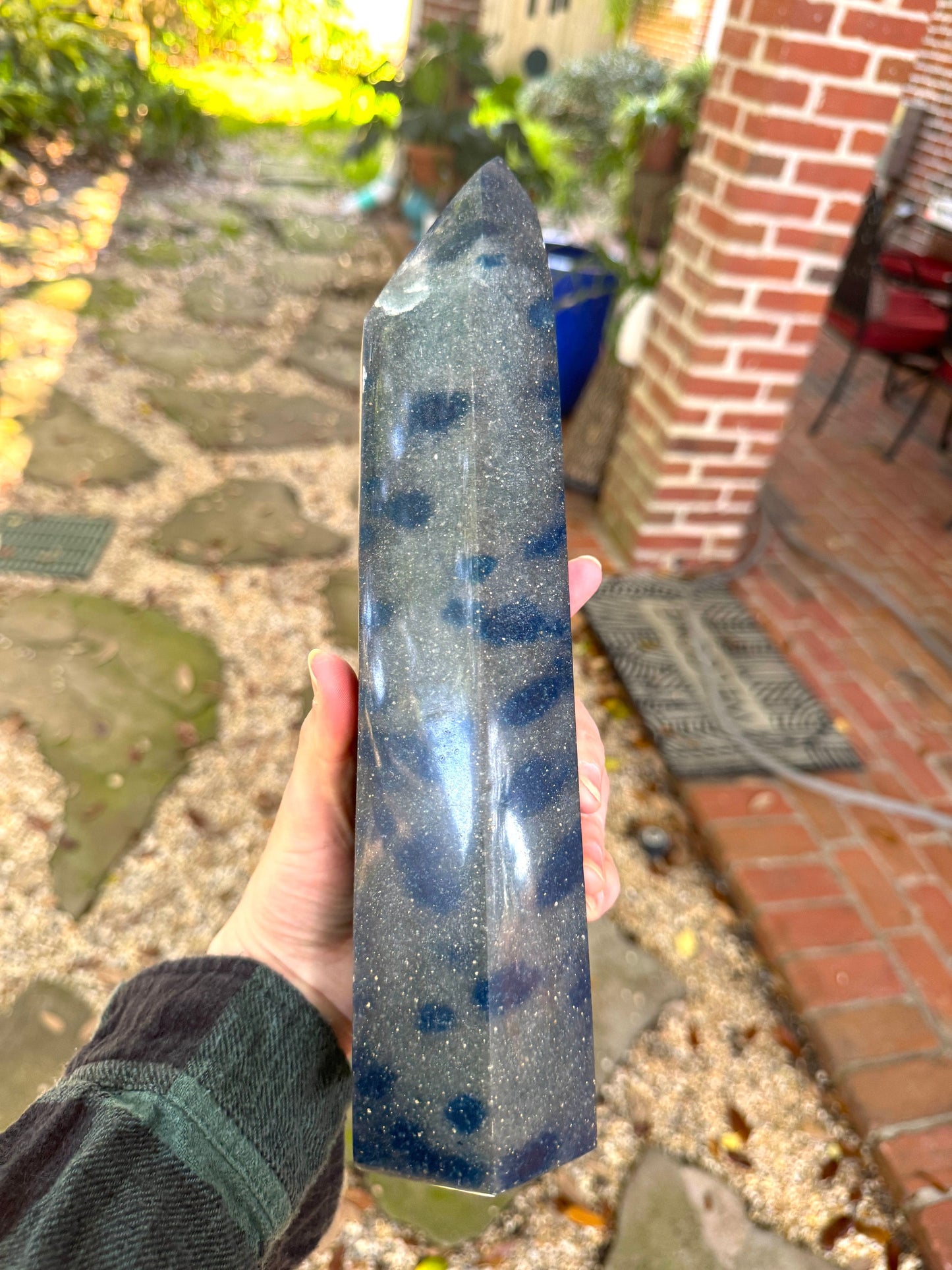 Large Lazulite Polished Tower From Madagascar 2.36kg 5lbs 3.2oz Specimen Mineral Crystal