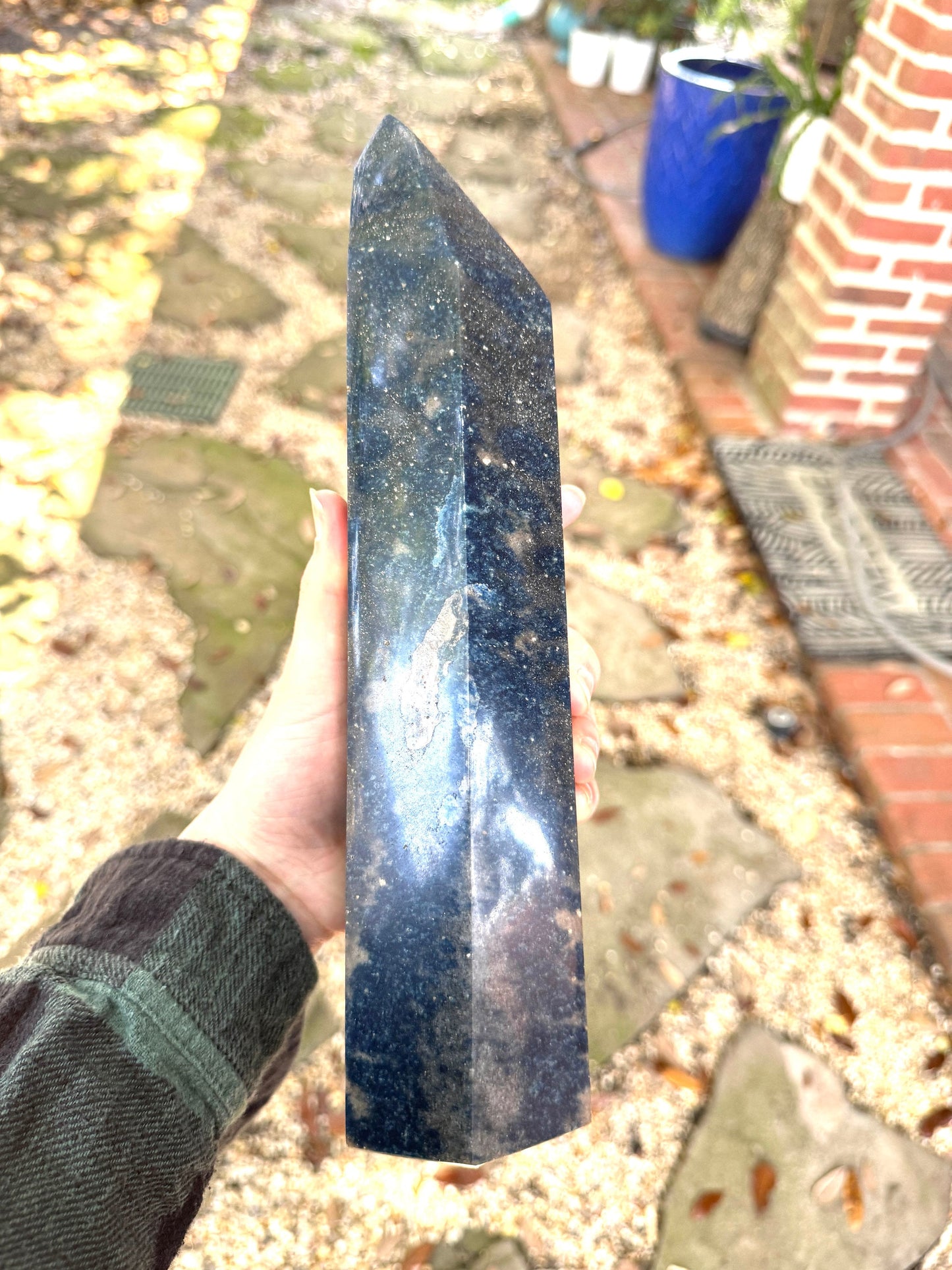 Large Lazulite Polished Tower From Madagascar 2.36kg 5lbs 3.2oz Specimen Mineral Crystal