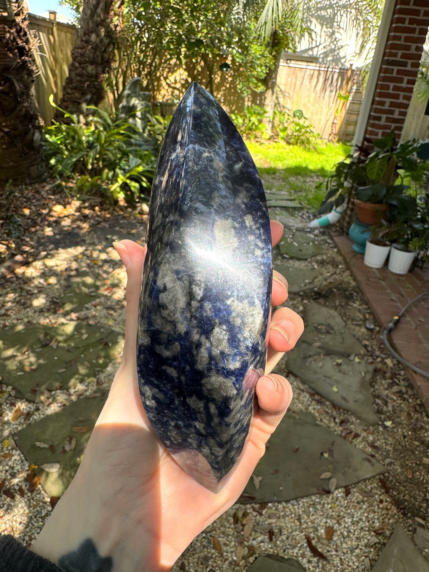 Blue Sodalite Polished Eye Shaped Crystal Specimen 832g 1lb 13.3oz Specimen from Brazil