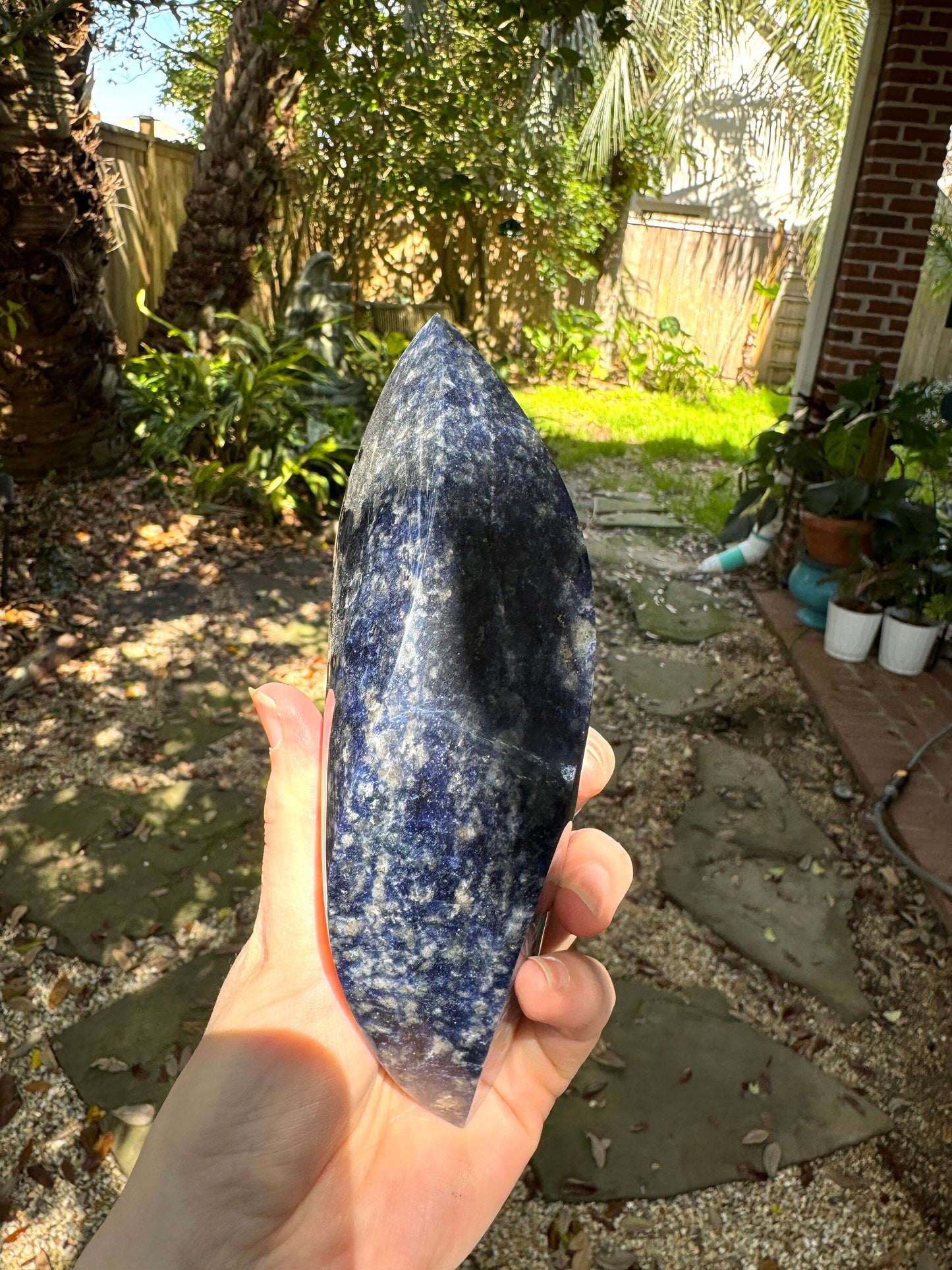 Blue Sodalite Polished Eye Shaped Crystal Specimen 832g 1lb 13.3oz Specimen from Brazil