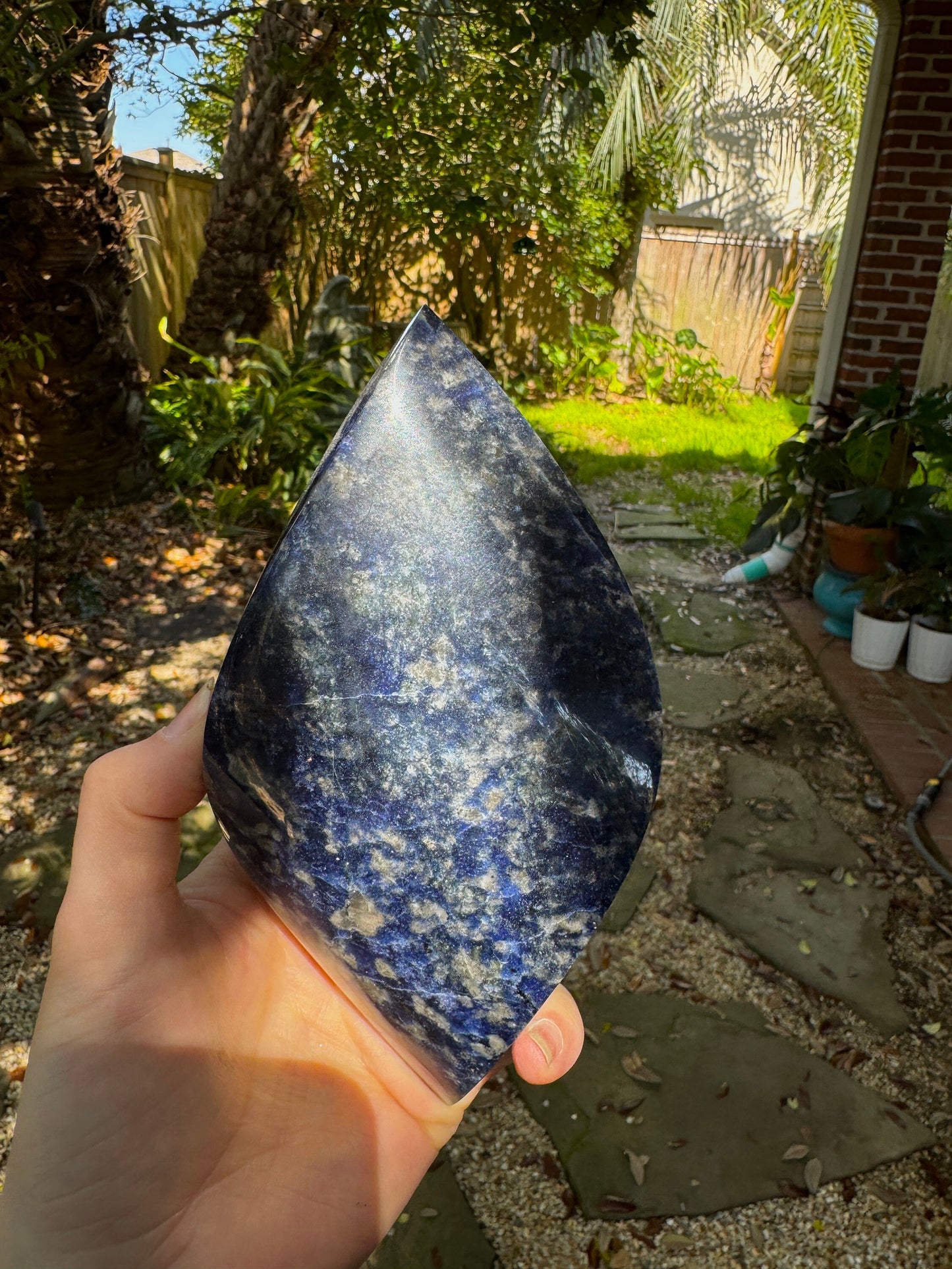 Blue Sodalite Polished Eye Shaped Crystal Specimen 832g 1lb 13.3oz Specimen from Brazil