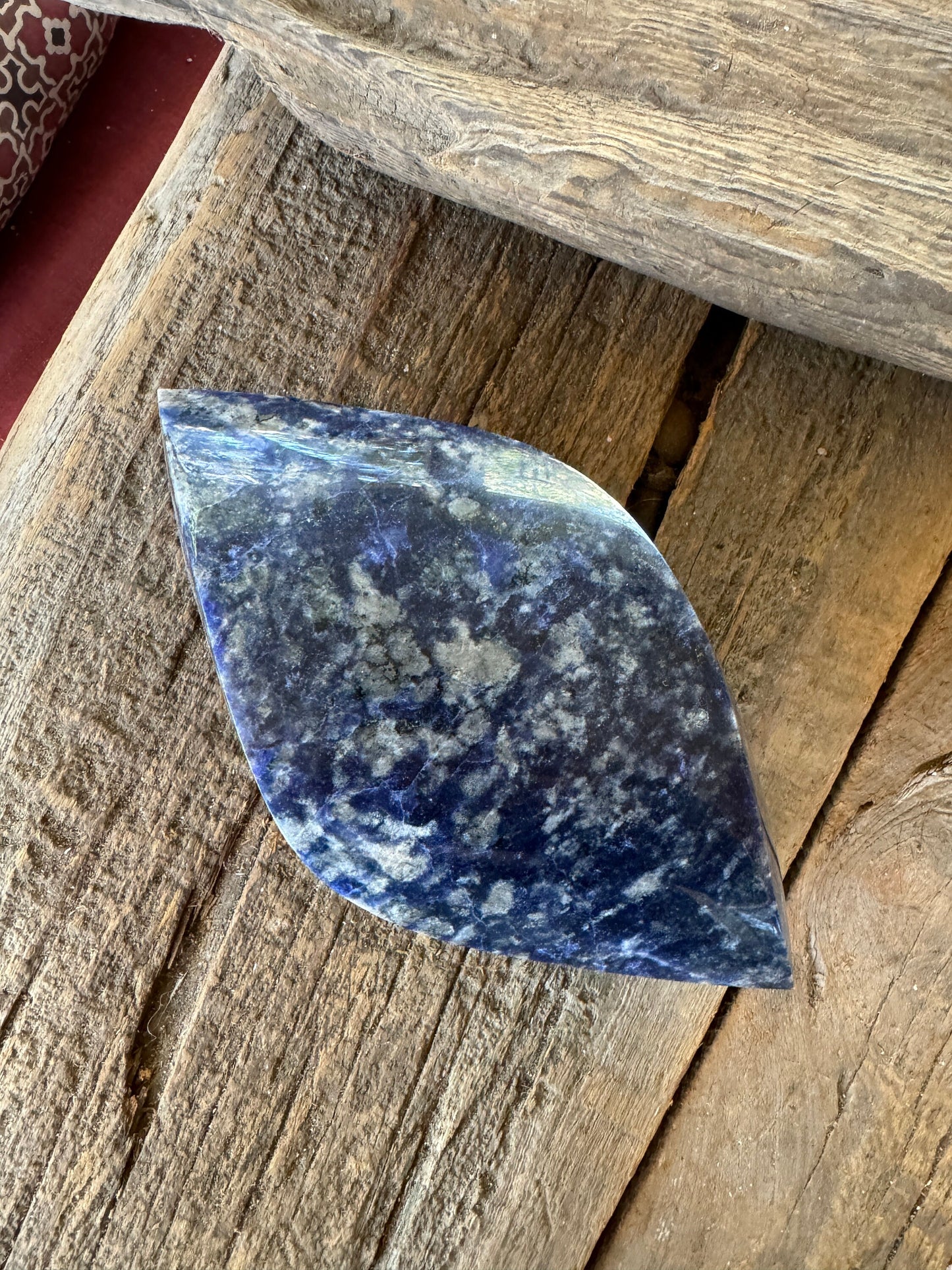 Blue Sodalite Polished Eye Shaped Crystal Specimen 832g 1lb 13.3oz Specimen from Brazil