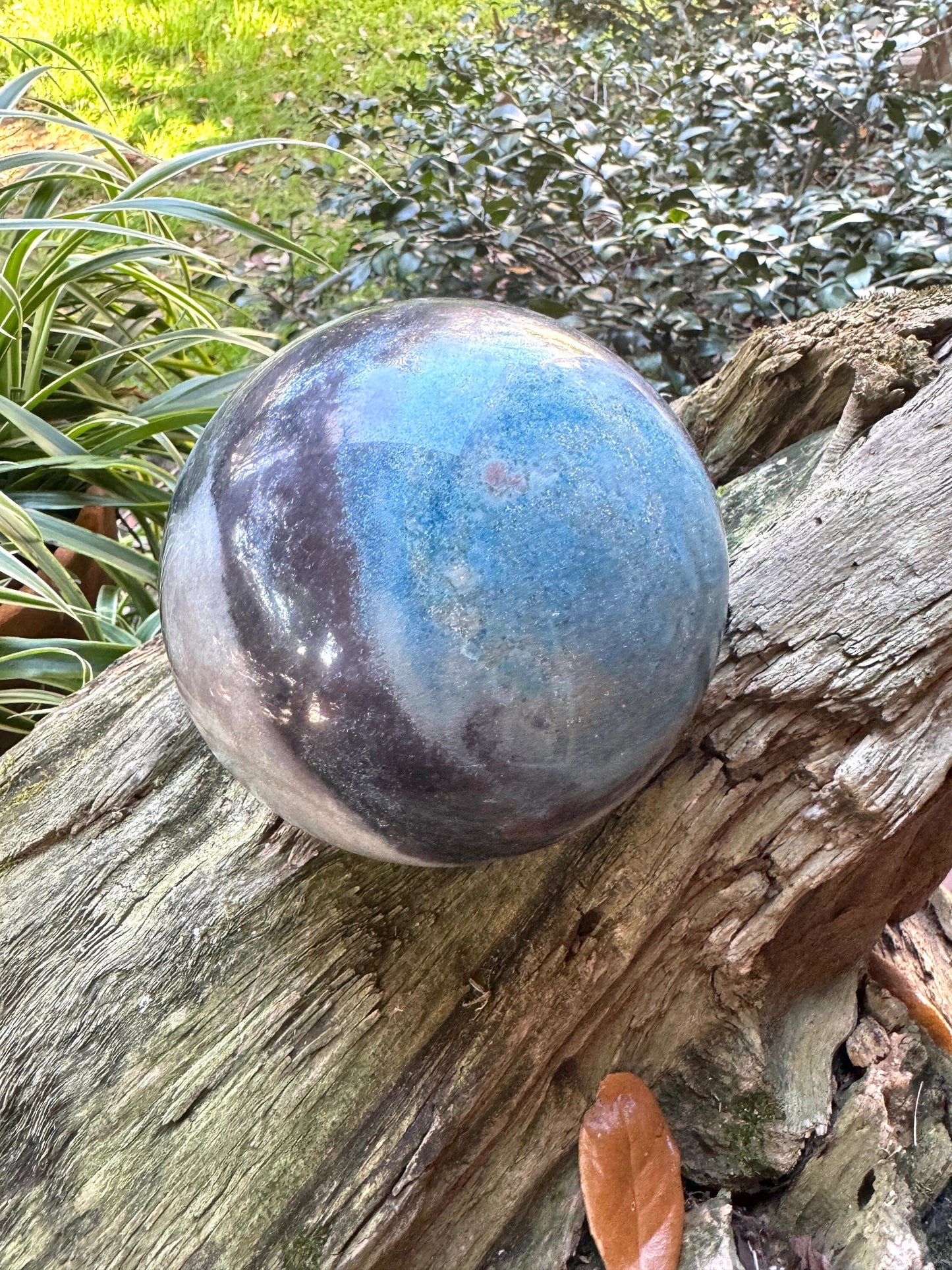 Rare 122mm 4.83"" Polished Trolleite Sphere with Lazulite Stand Included From Brazil 2.56kg 5lb 10oz Mineral Crystal