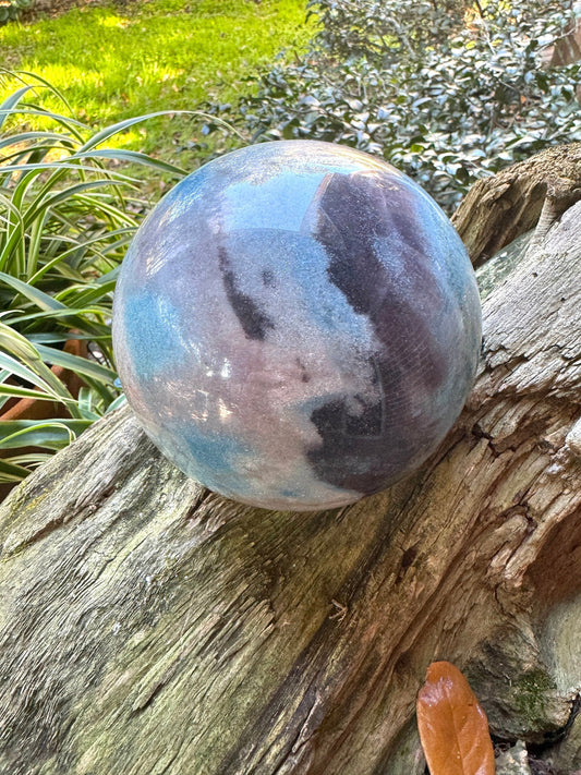 Rare 122mm 4.83"" Polished Trolleite Sphere with Lazulite Stand Included From Brazil 2.56kg 5lb 10oz Mineral Crystal