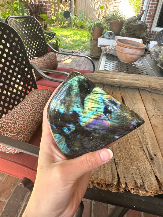 Polished Rainbow Labradorite Free Form 702g 1lb 6.8oz From Madagascar Mineral Crystal