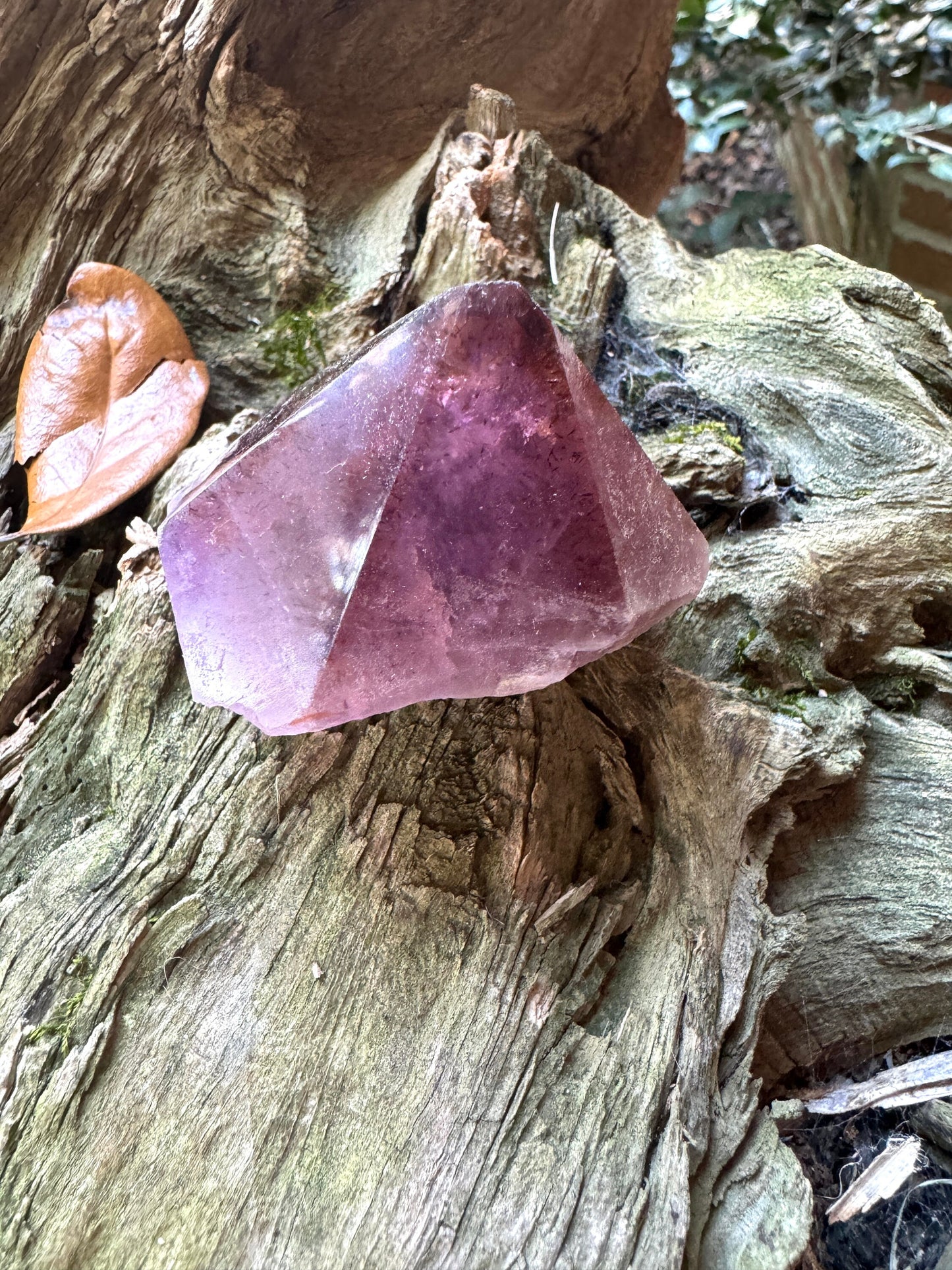 Half Polished Hematite Capped Amethyst Melody Stone 102.6g from Minas Gerais, Brazil