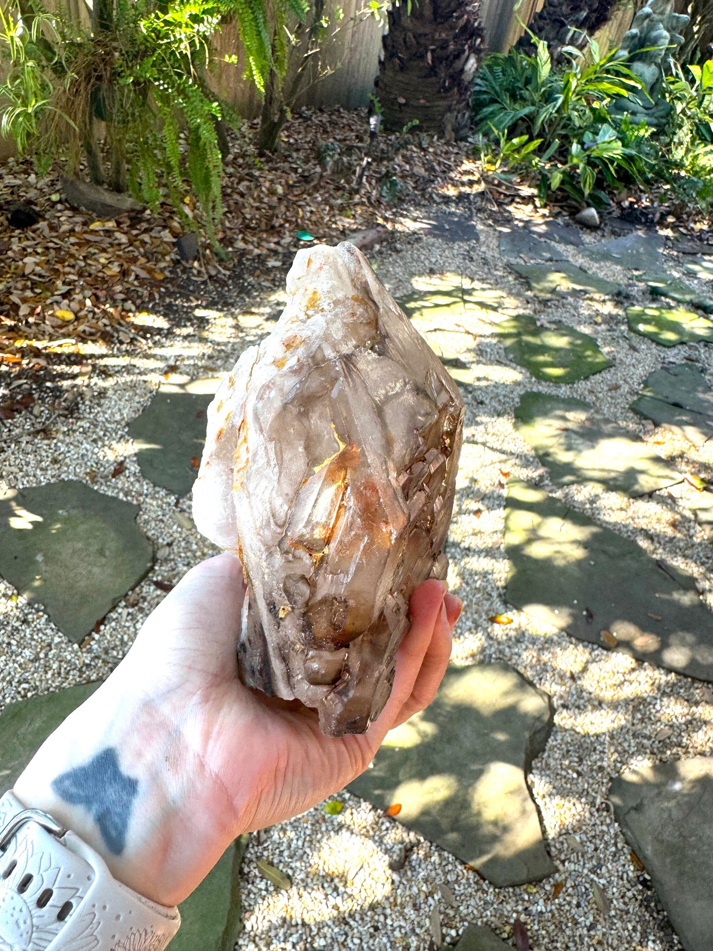 Smokey Elesital/ Skeletal Quartz Specimen 2.05kg 4lb 8.6oz With iron and clay, from Minas Gerais, Brazil,