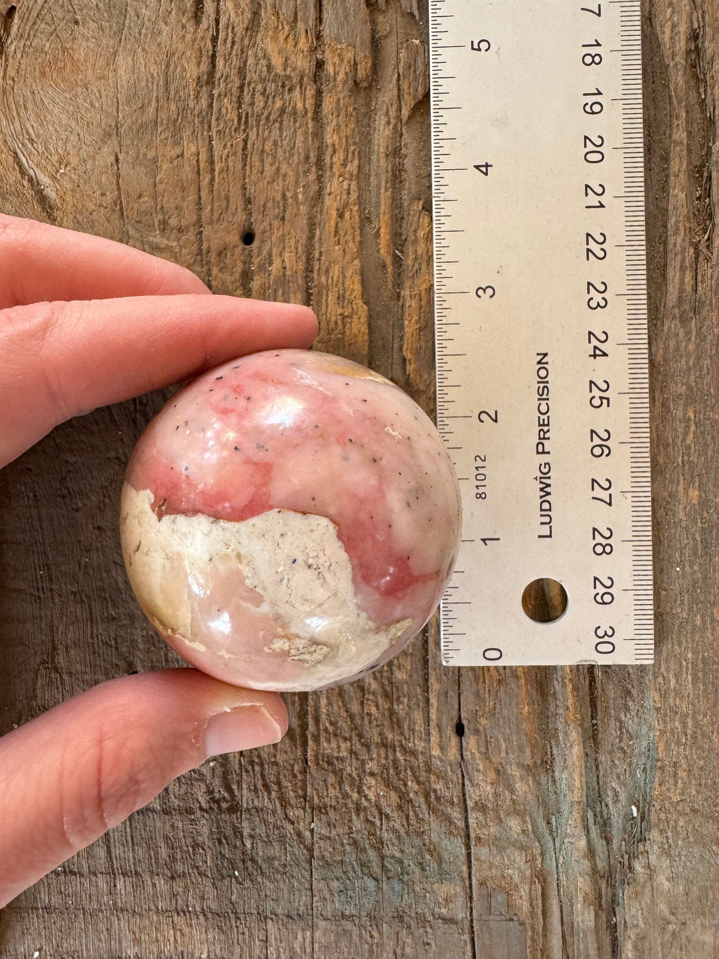 Beautifull Natural Pink Opal Sphere with Stand from Ica, Peru Specimen 22mm 196.8g Mineral Crystal