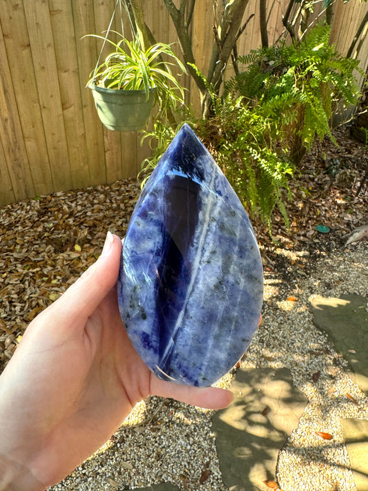 Polished Blue Dumortierite/Aventurine in Quartz Teardrop 664g 1lb 7.4oz From Brazil Mineral Crystal