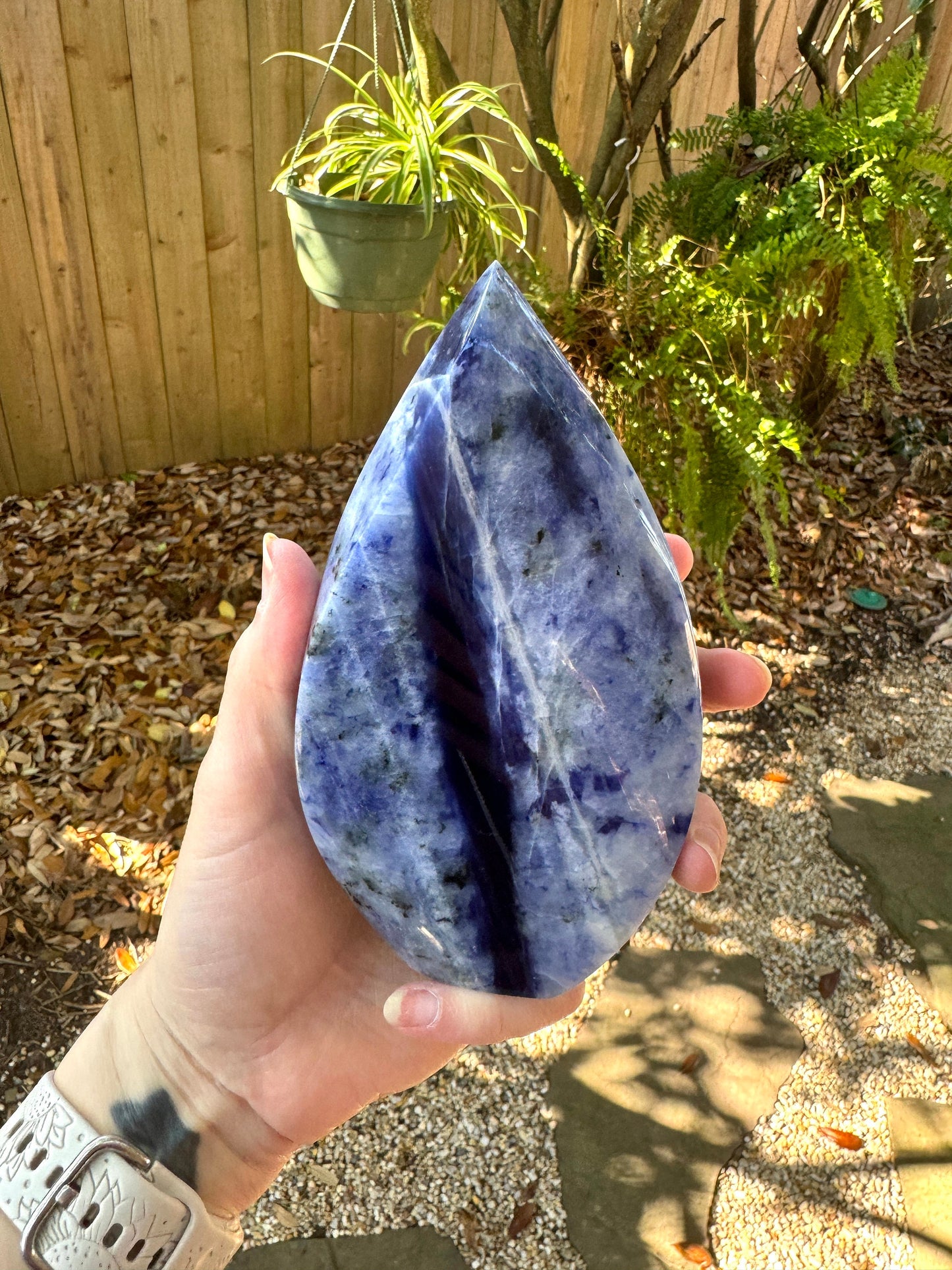 Polished Blue Dumortierite/Aventurine in Quartz Teardrop 664g 1lb 7.4oz From Brazil Mineral Crystal